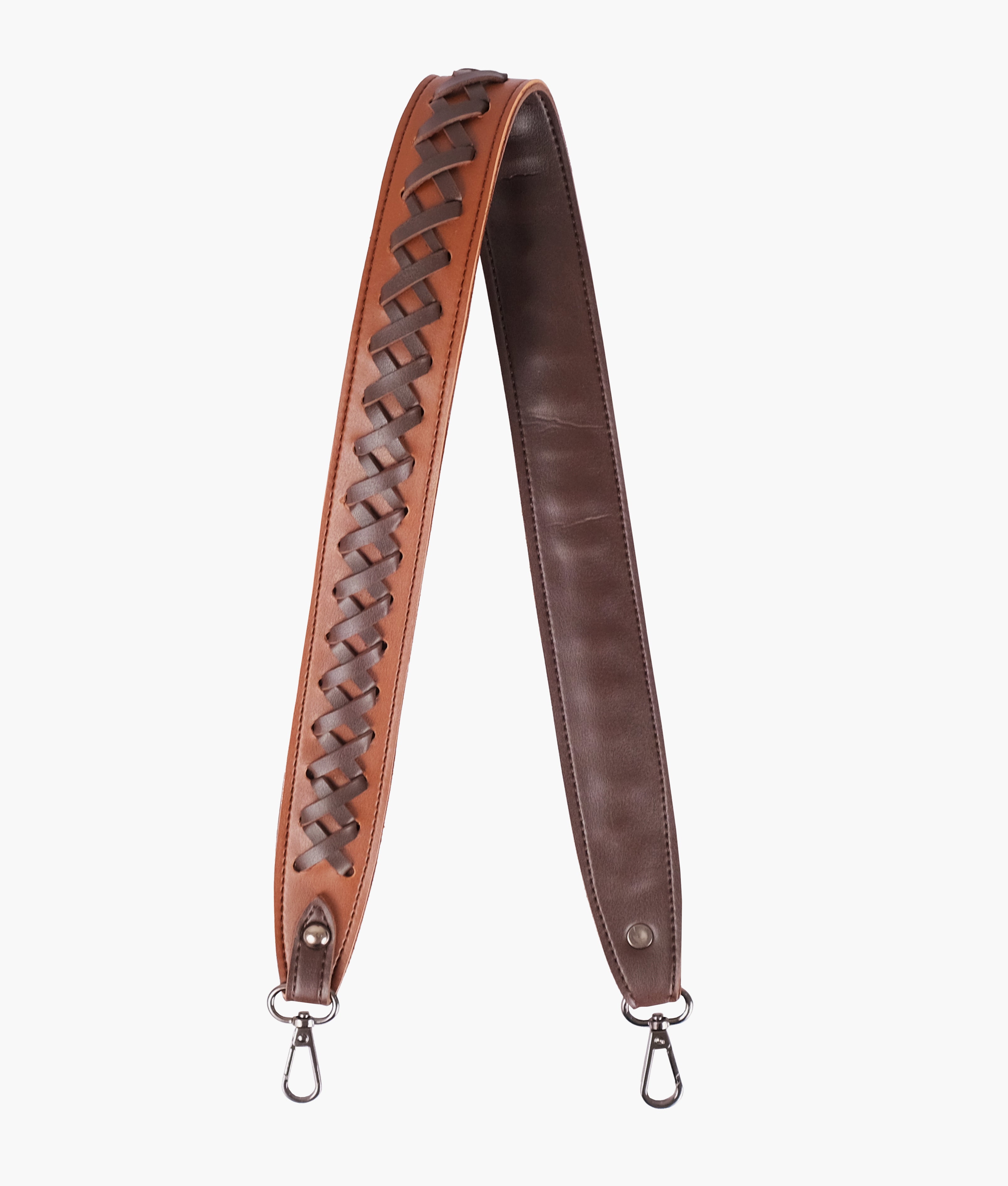 Brown and dark brown zig-zag weave strap add-on