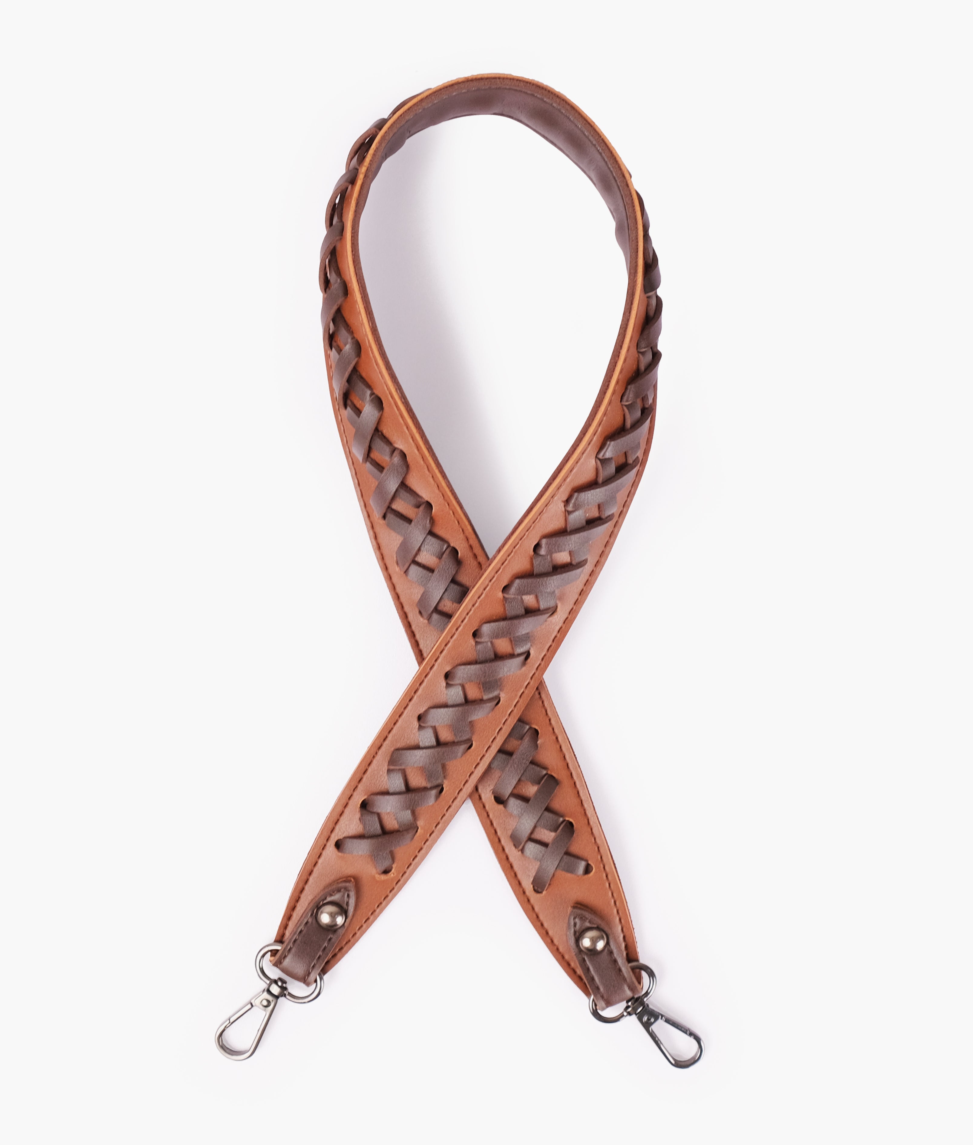 Brown and dark brown zig-zag weave strap add-on