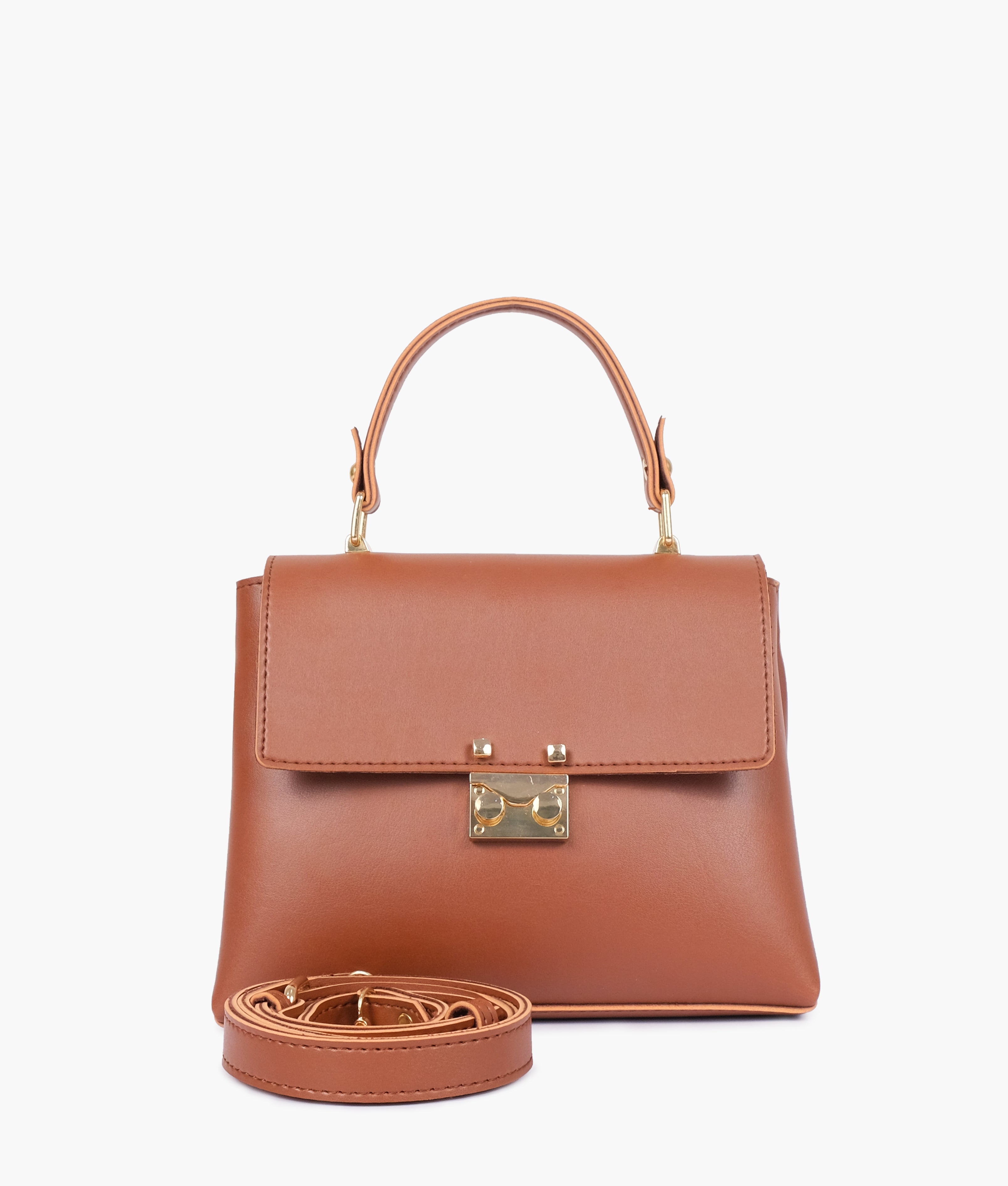 Brown mini top-handle bag