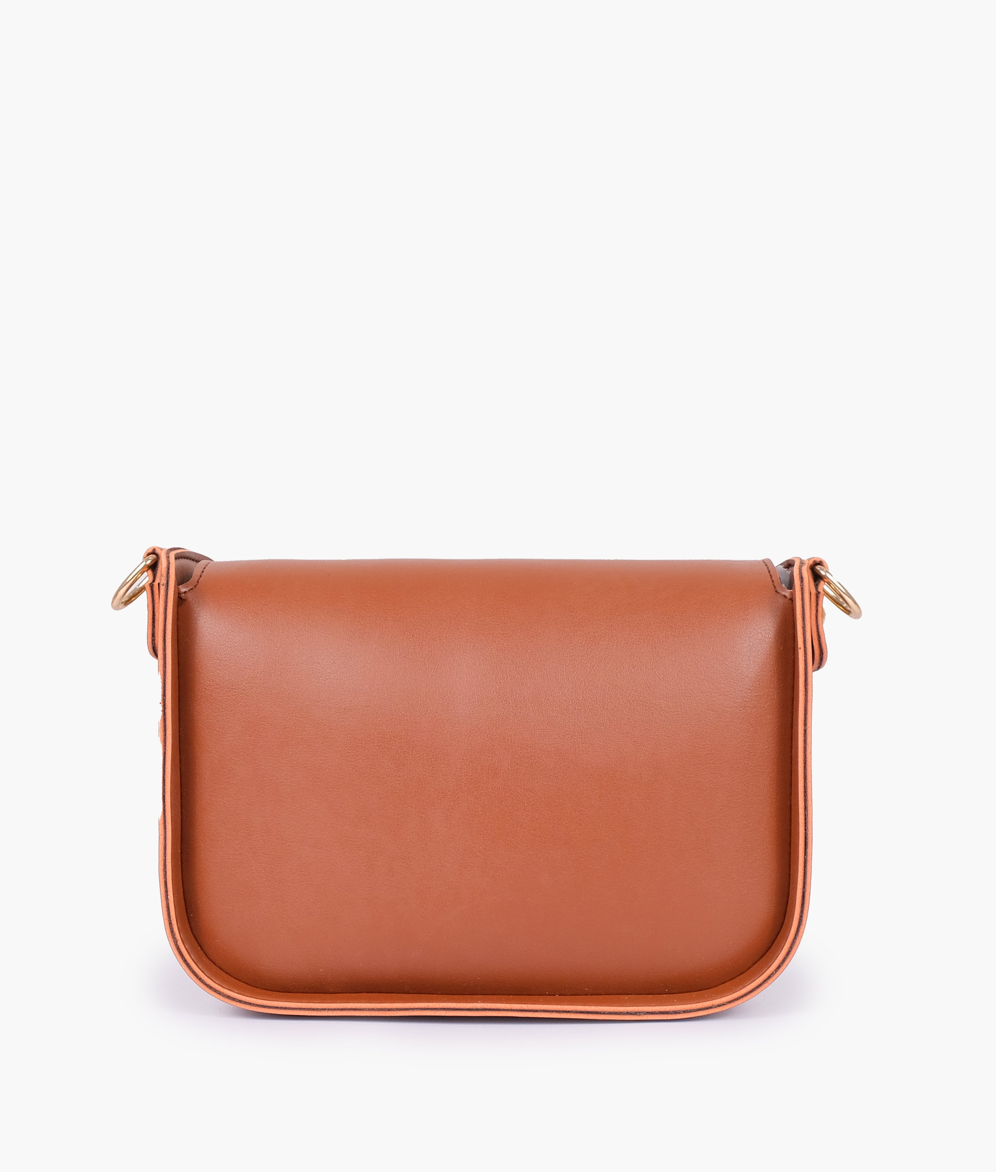 Brown saddle bag with twist lock