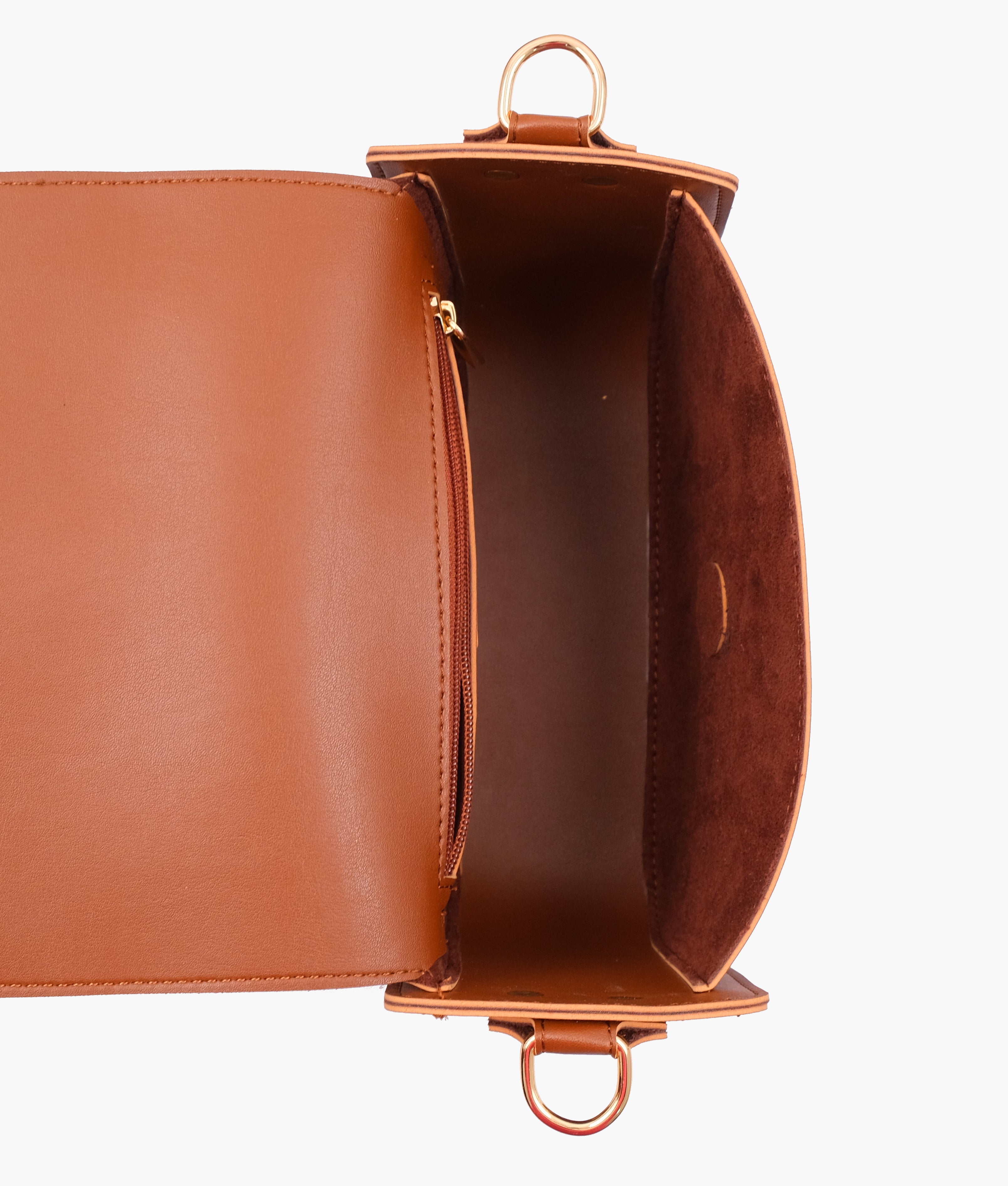 Brown saddle buckle bag