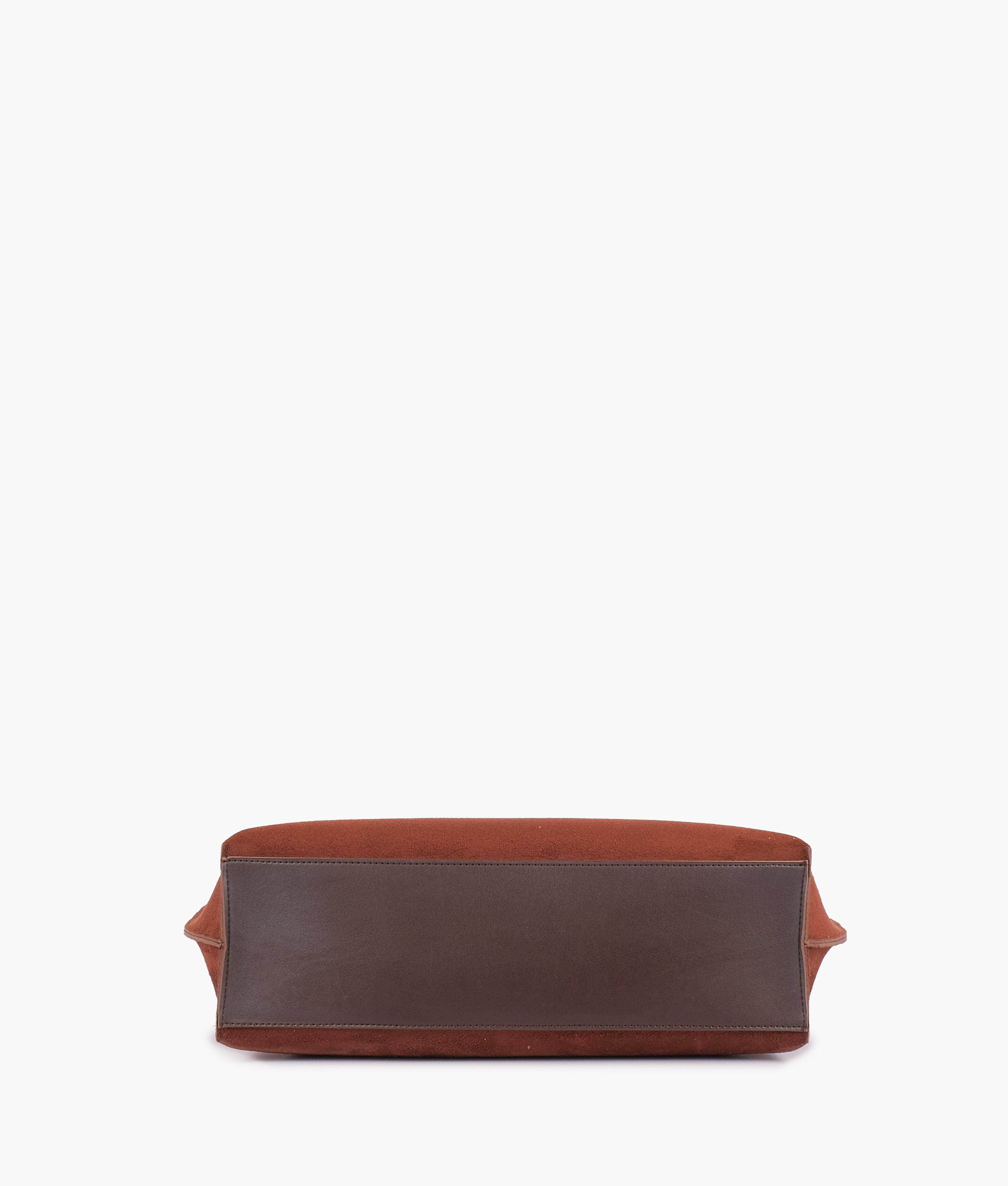 Dark brown suede long handle tote bag