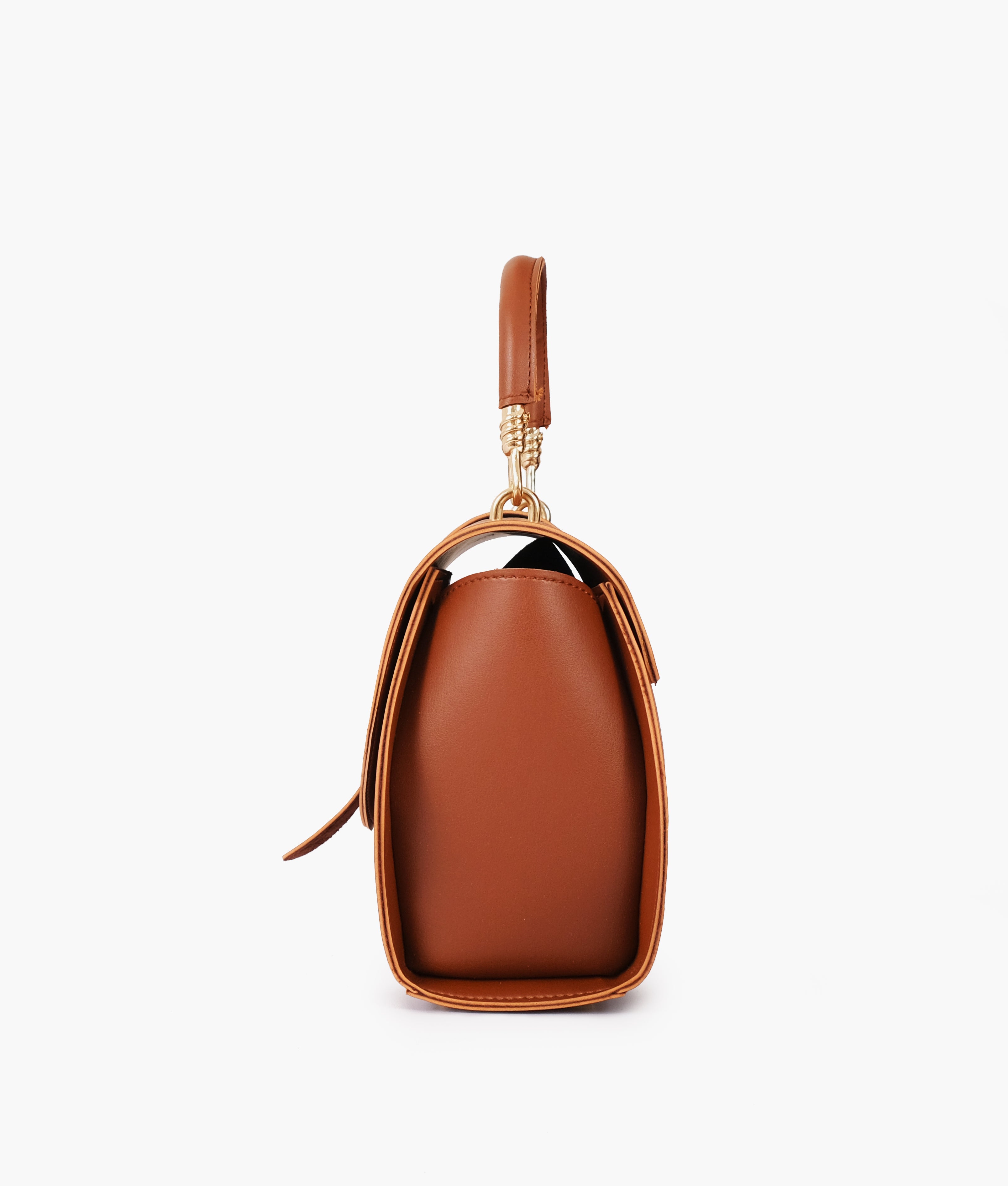 Brown top-handle hexagon bag