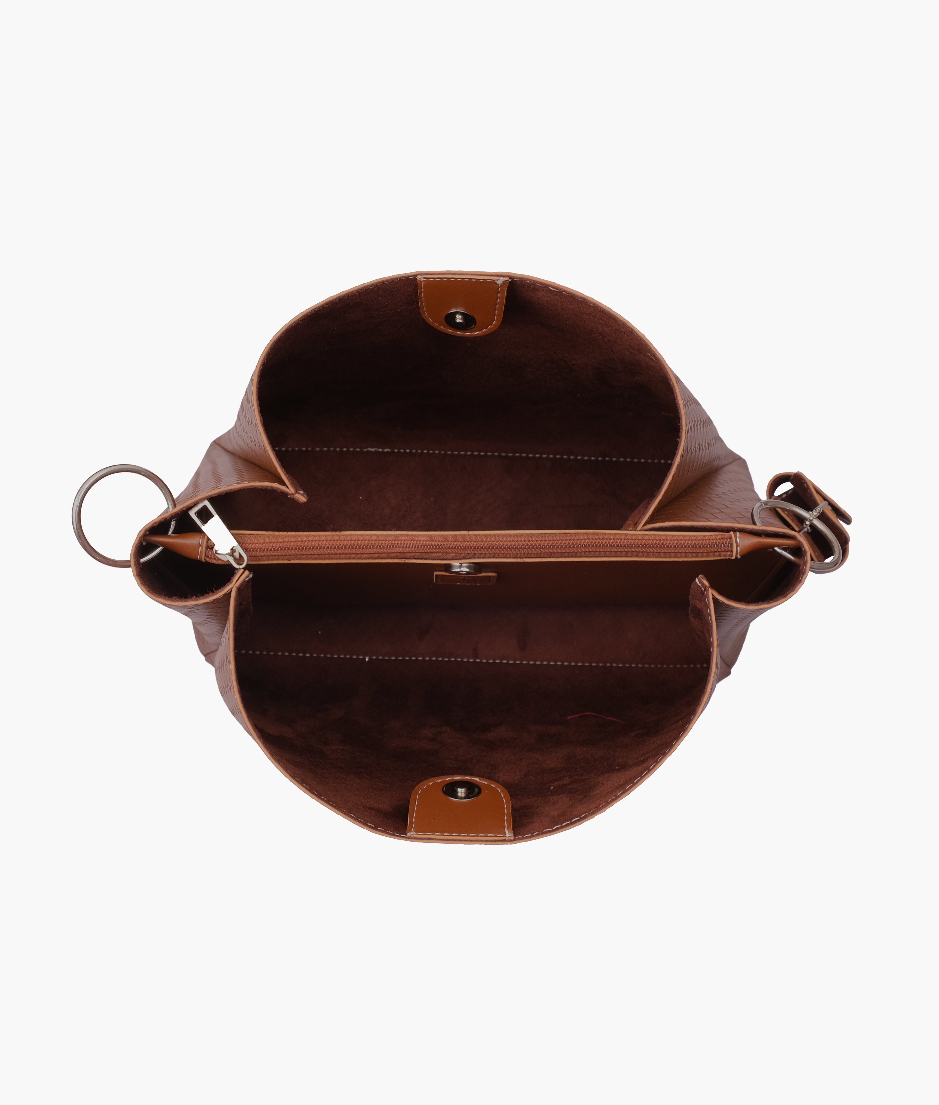 Brown weaved handbag with braided handle