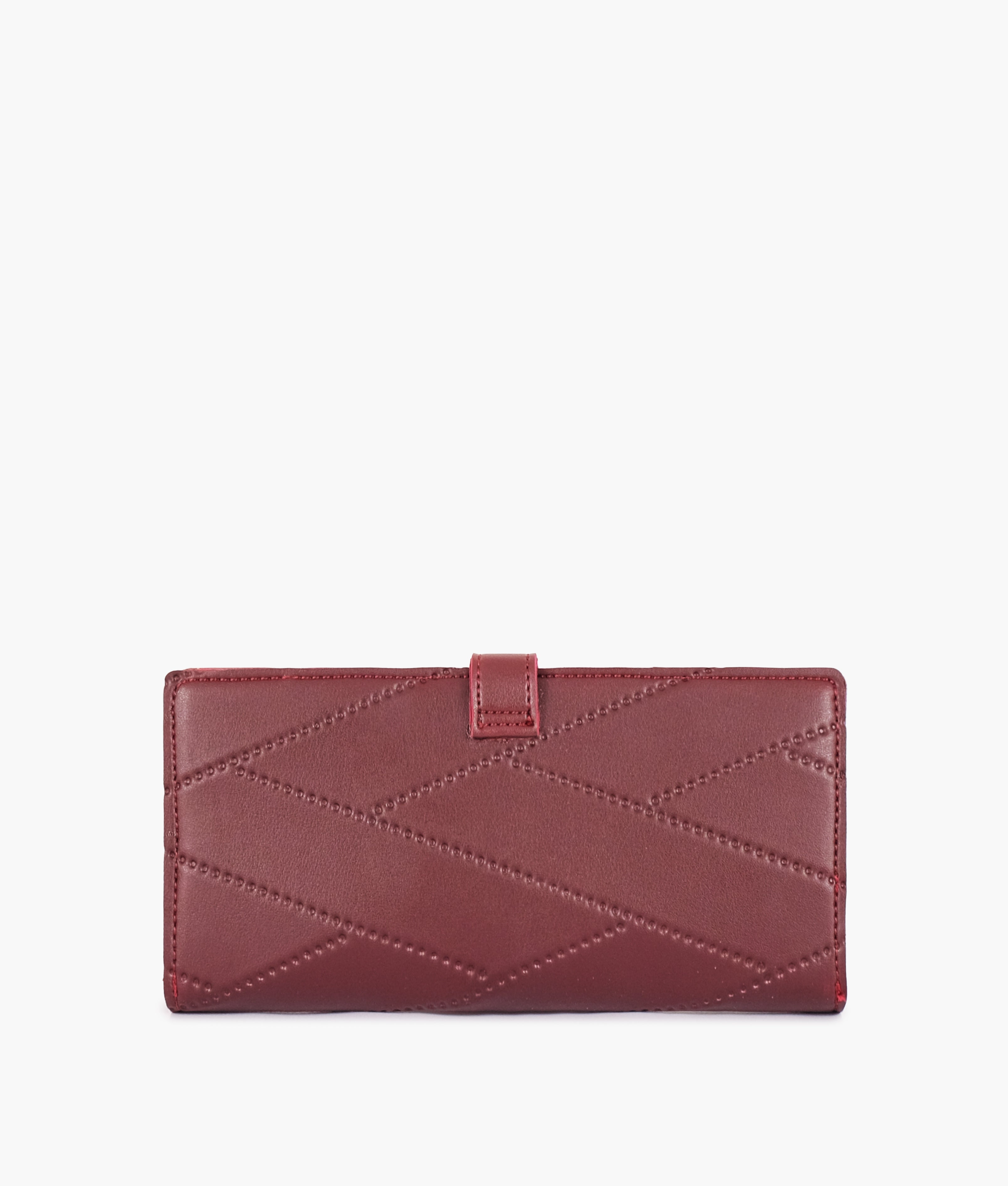 Burgundy quilted two-fold wallet