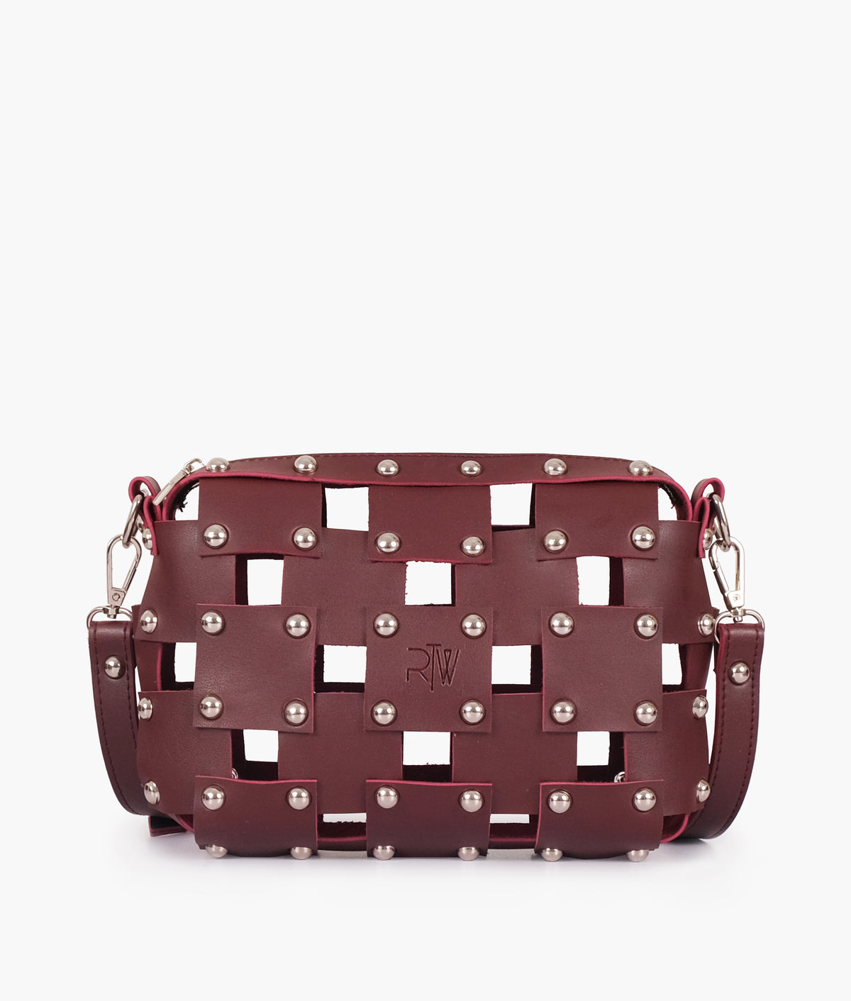 Burgundy rivet cross-body bag