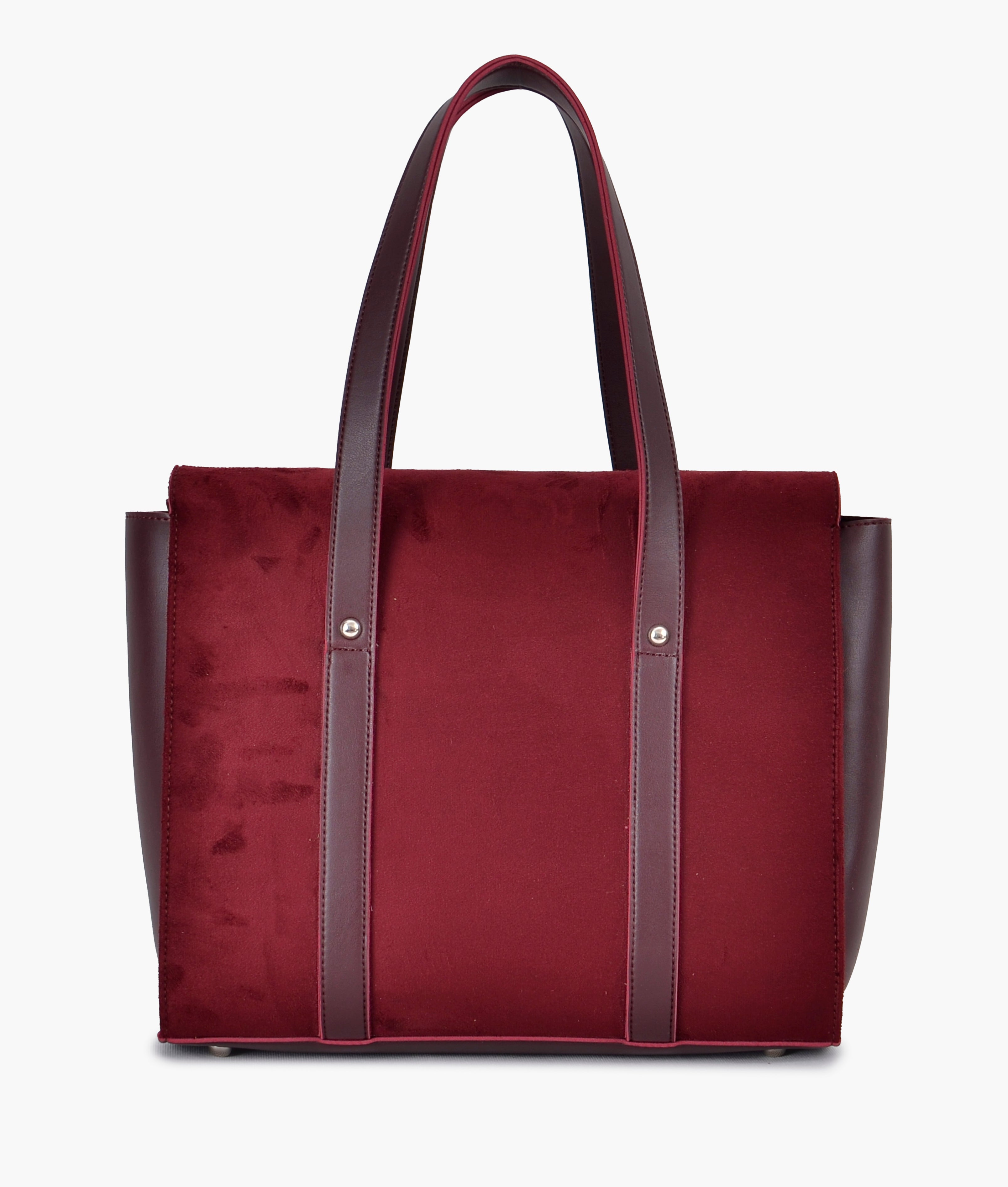 Burgundy suede carry-all satchel bag