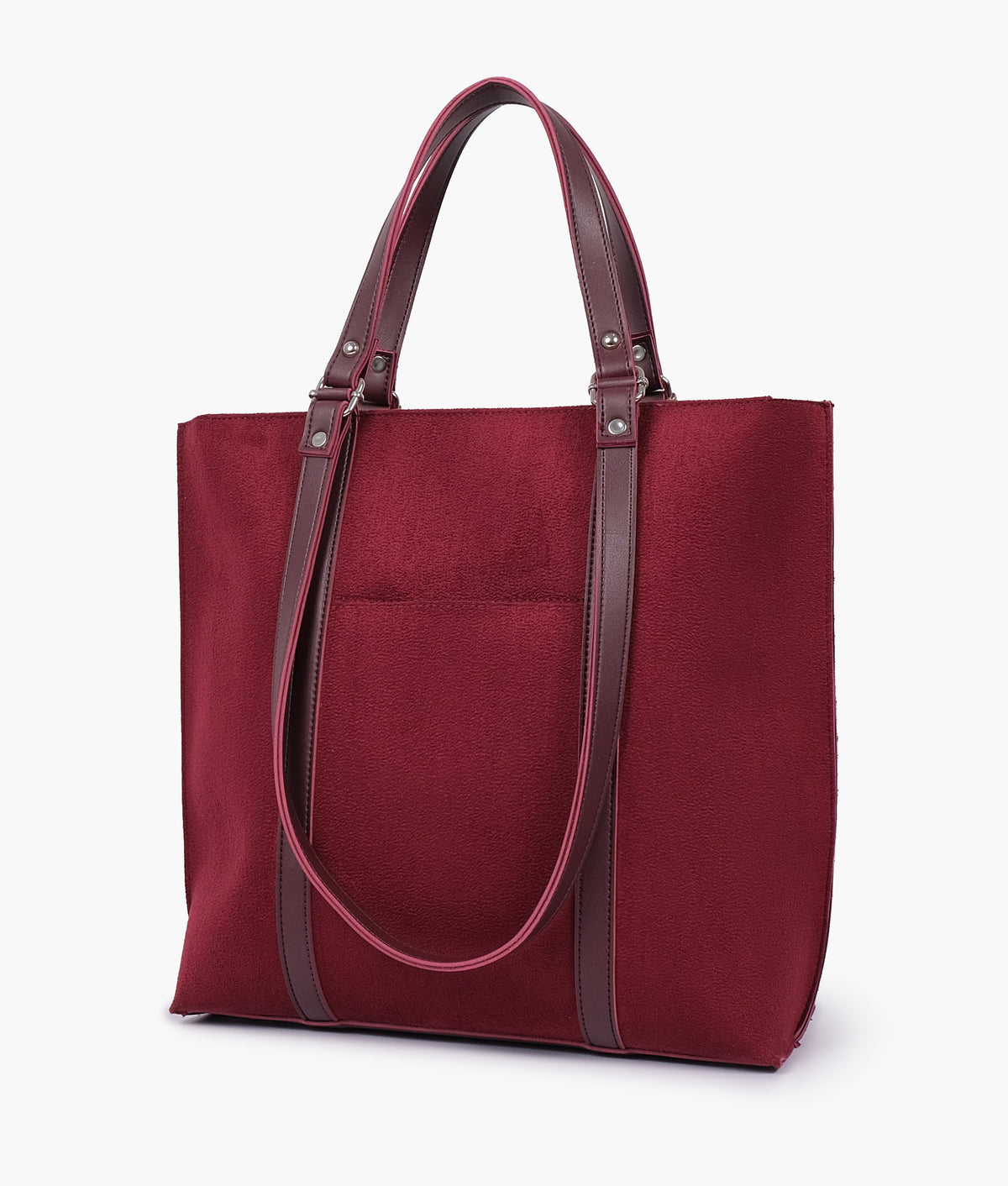 Burgundy suede double-handle tote bag – RTW Creation