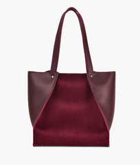 Burgundy suede shopping tote bag