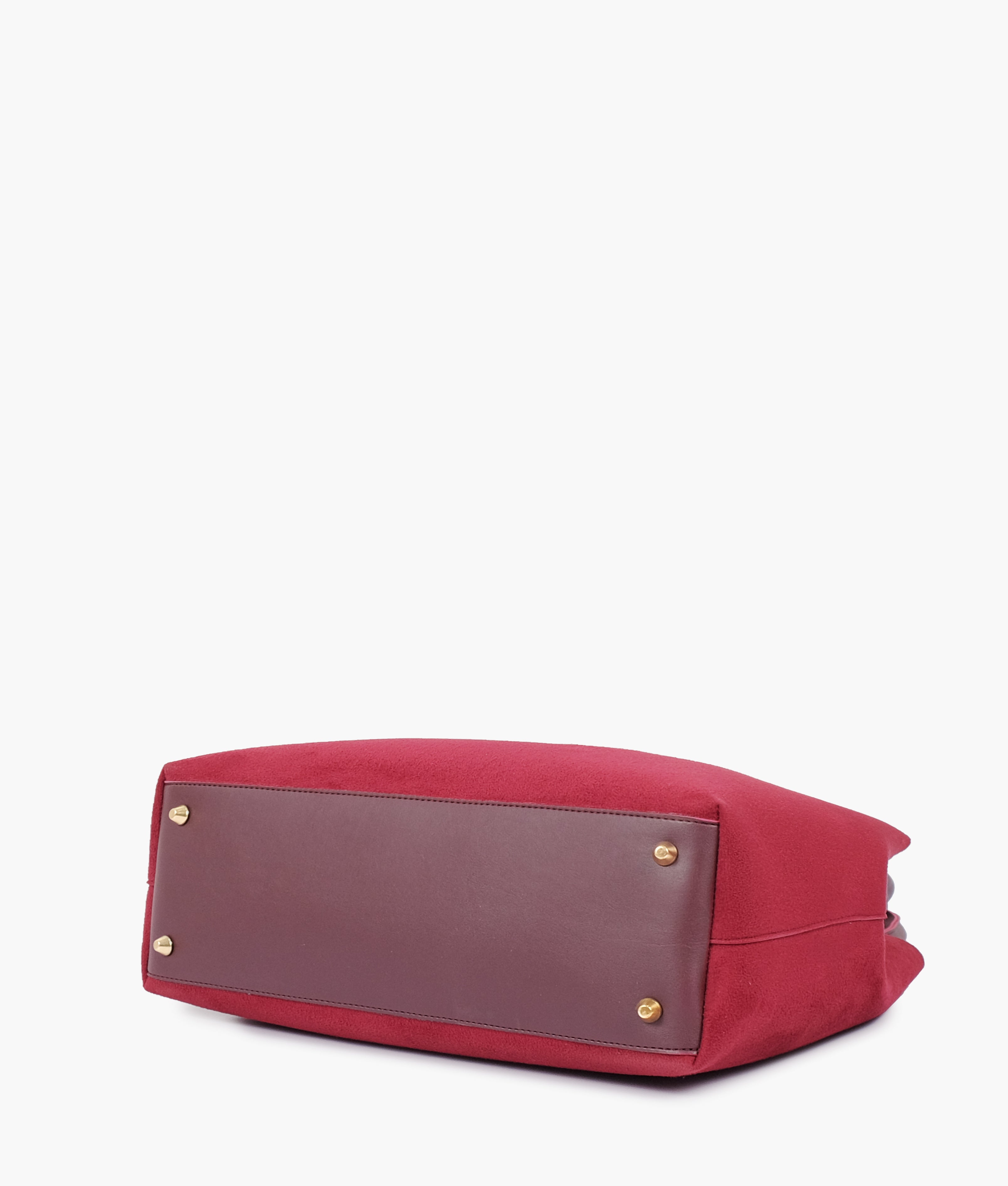 Burgundy suede zipper tote bag