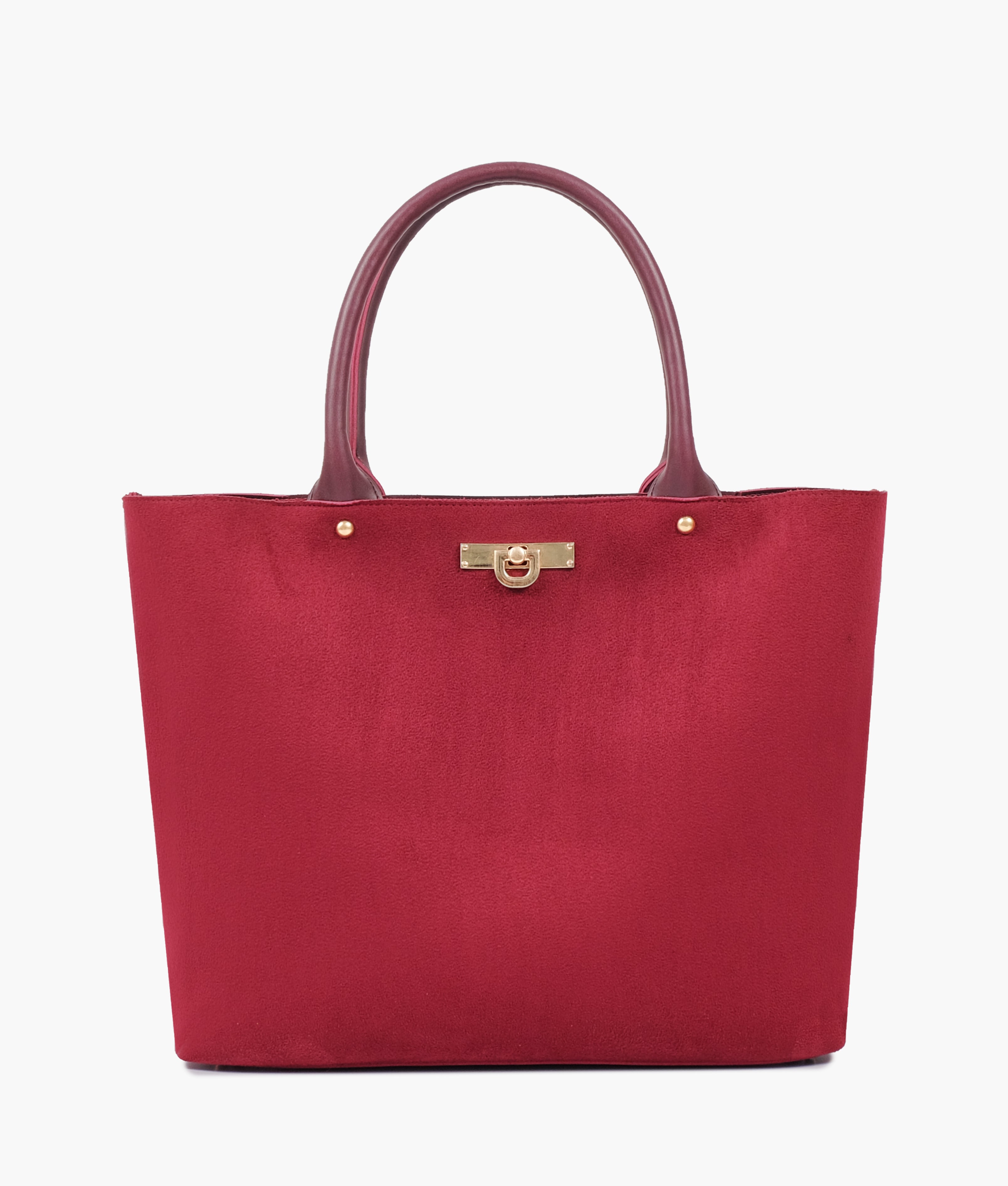 Burgundy suede zipper tote bag