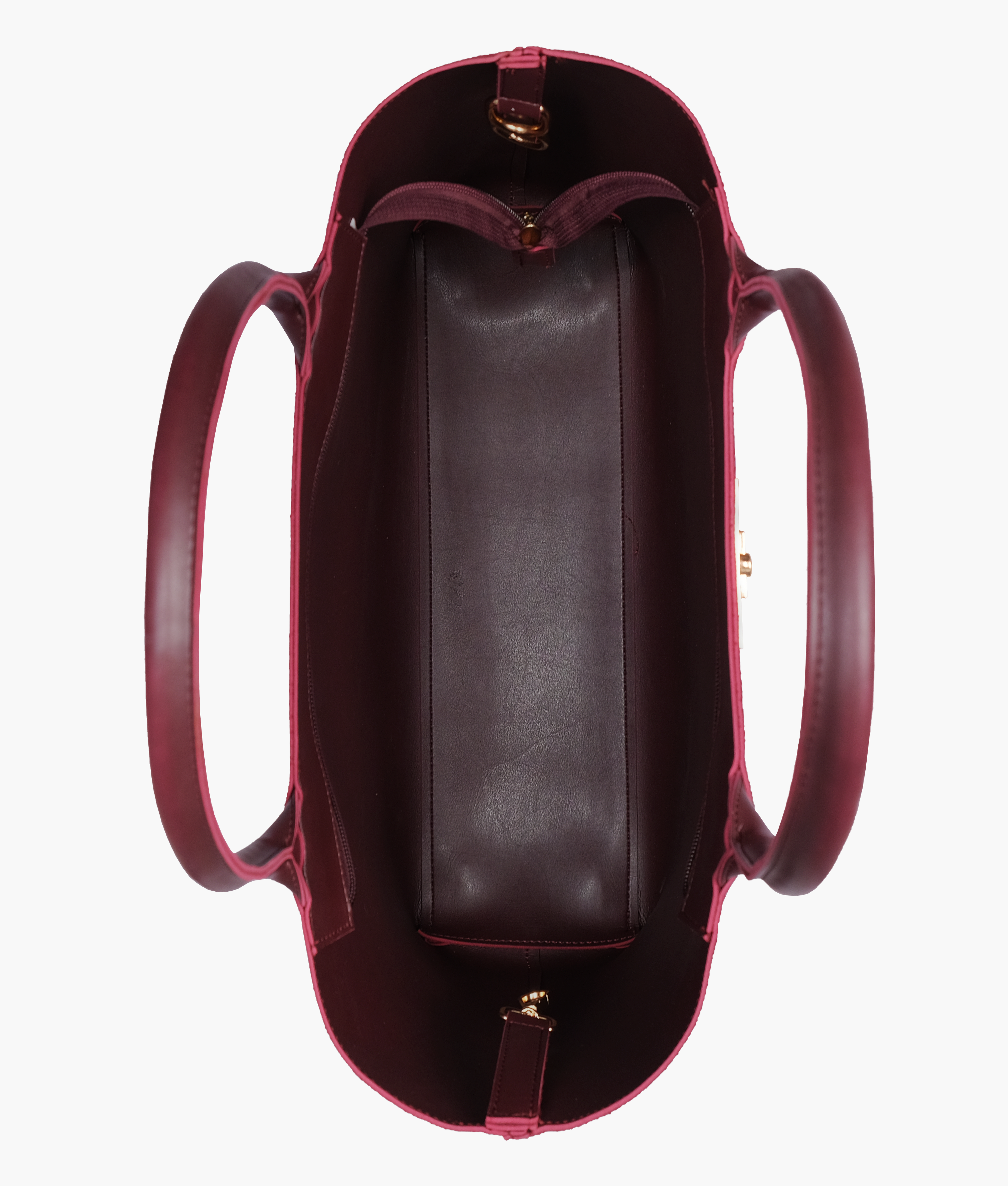 Burgundy suede zipper tote bag