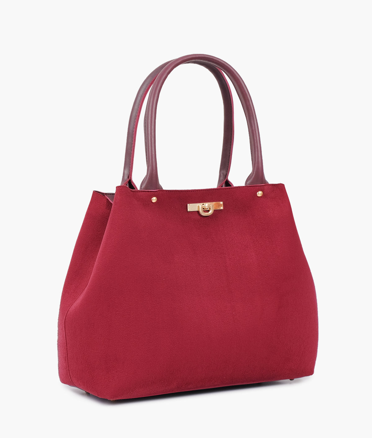 Burgundy suede zipper tote bag