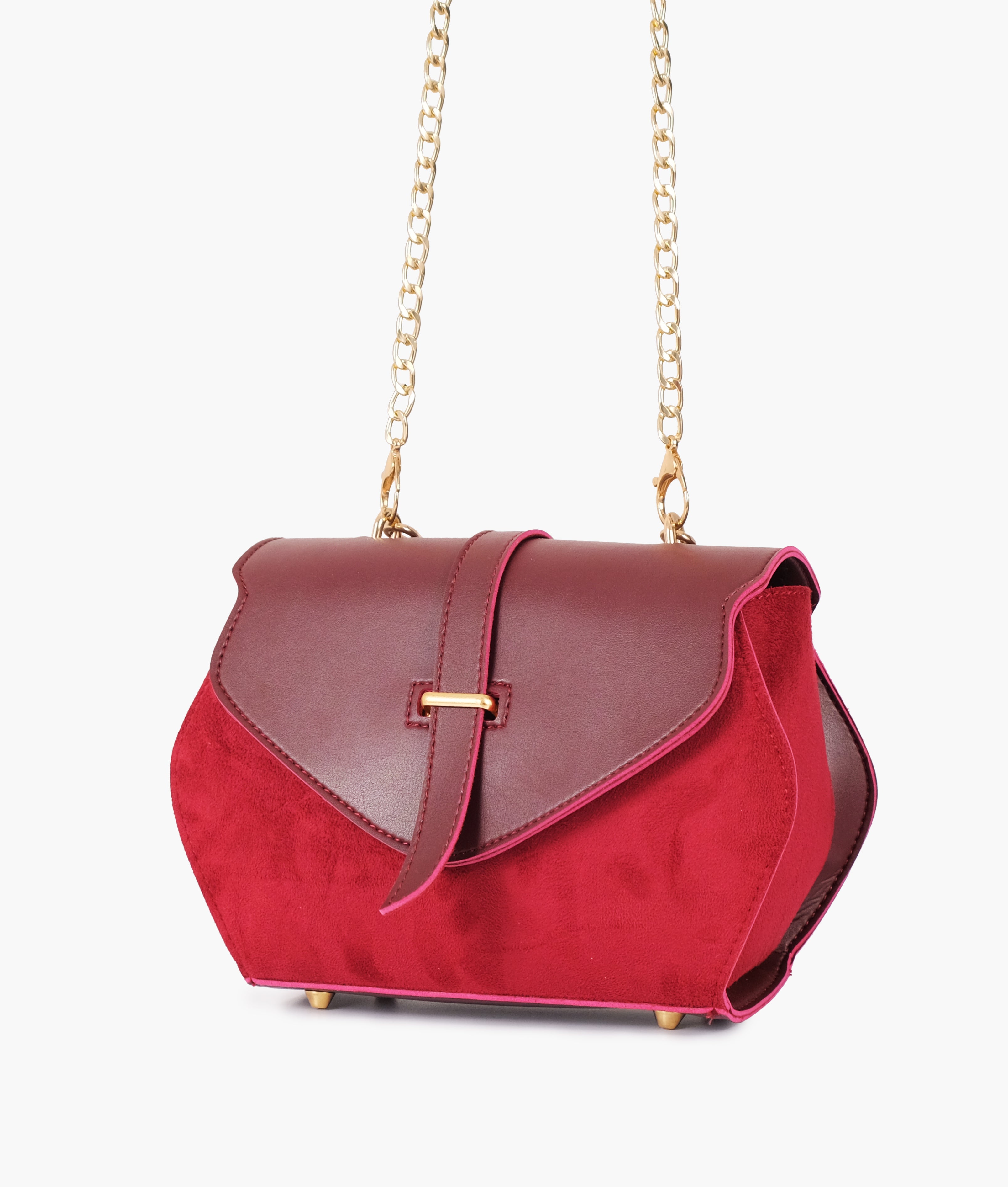 Burgundy top-handle hexagon bag