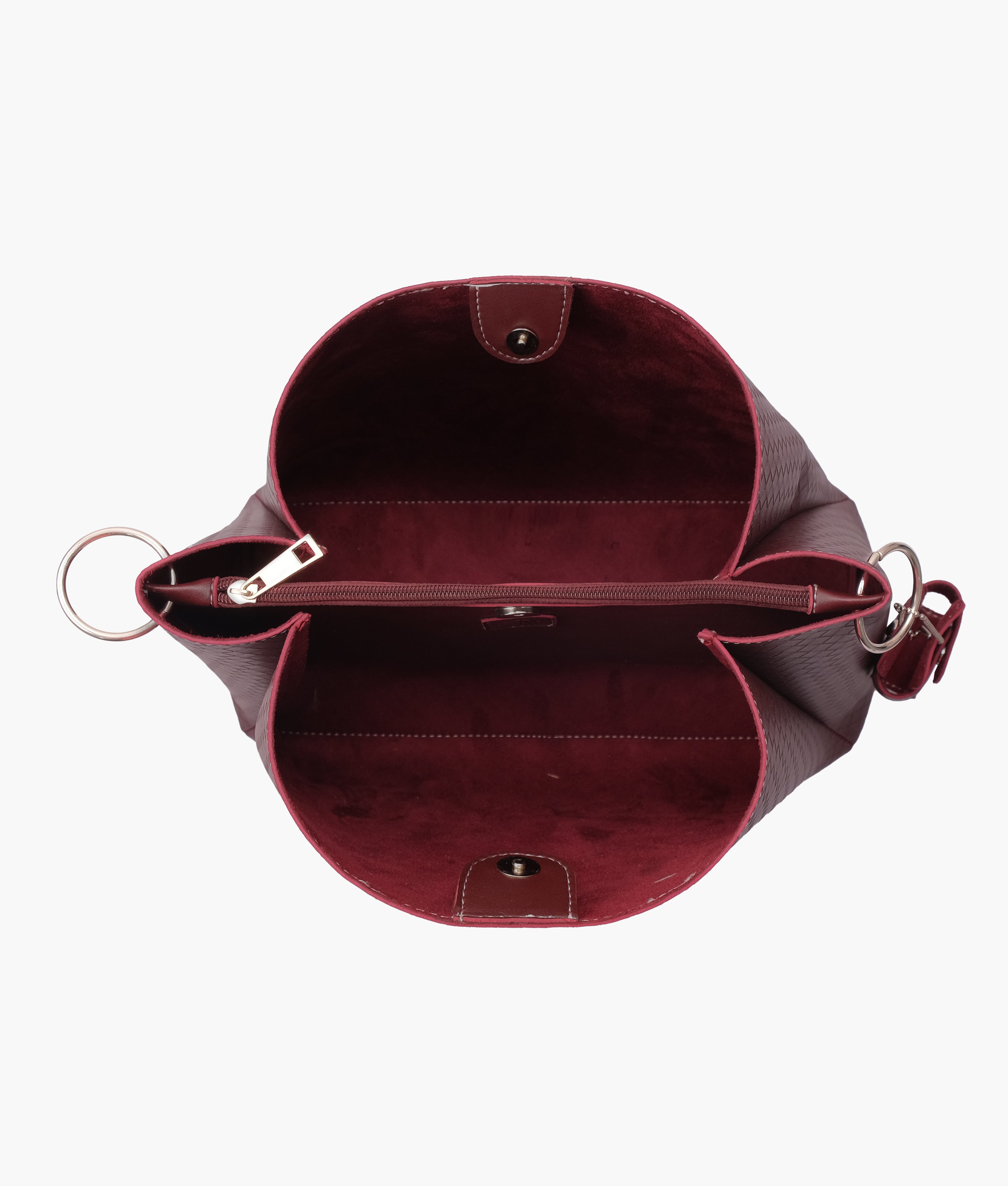 Burgundy weaved handbag with braided handle