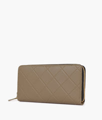 Coffee quilted pattern wallet
