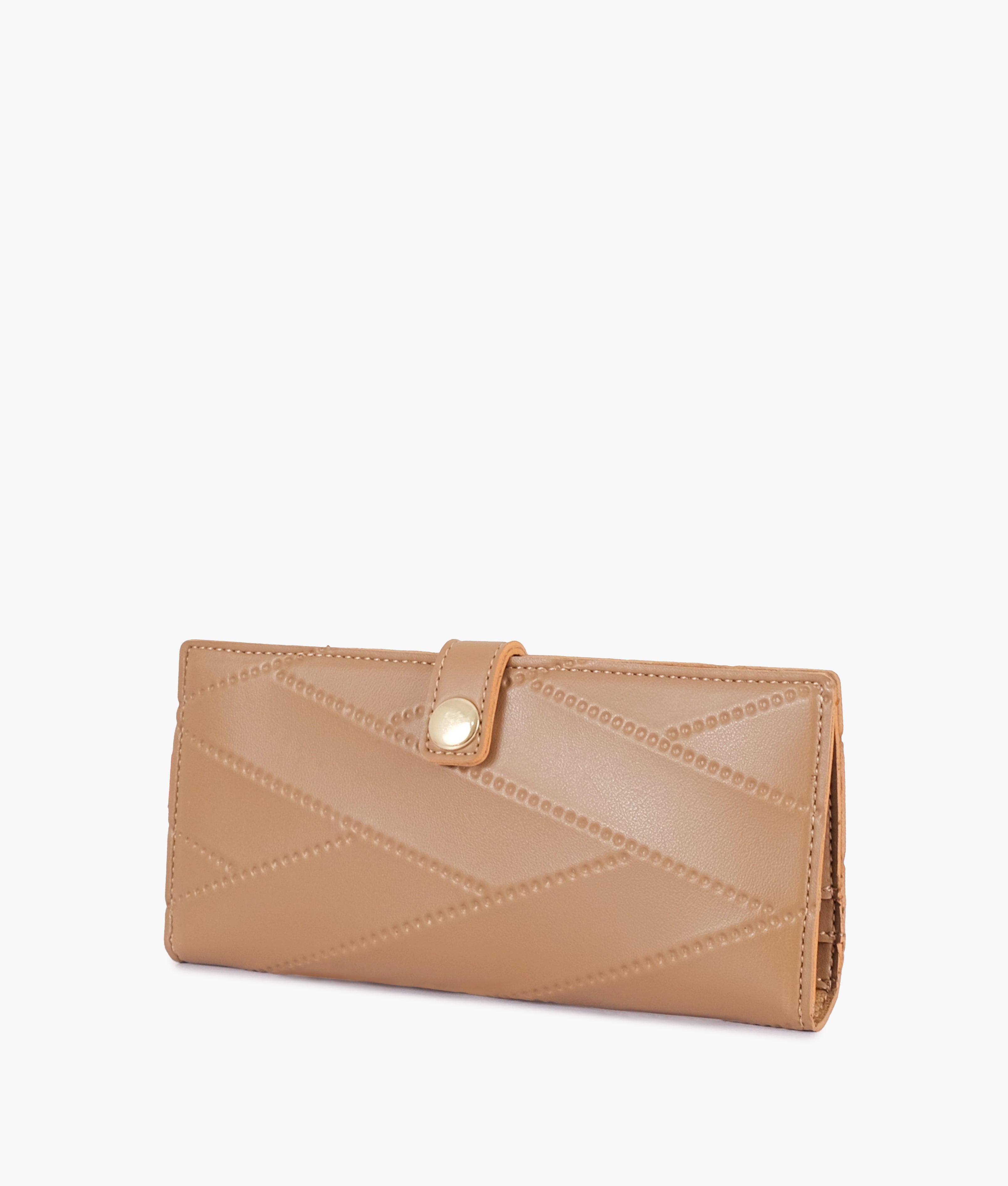 Coffee quilted two-fold wallet