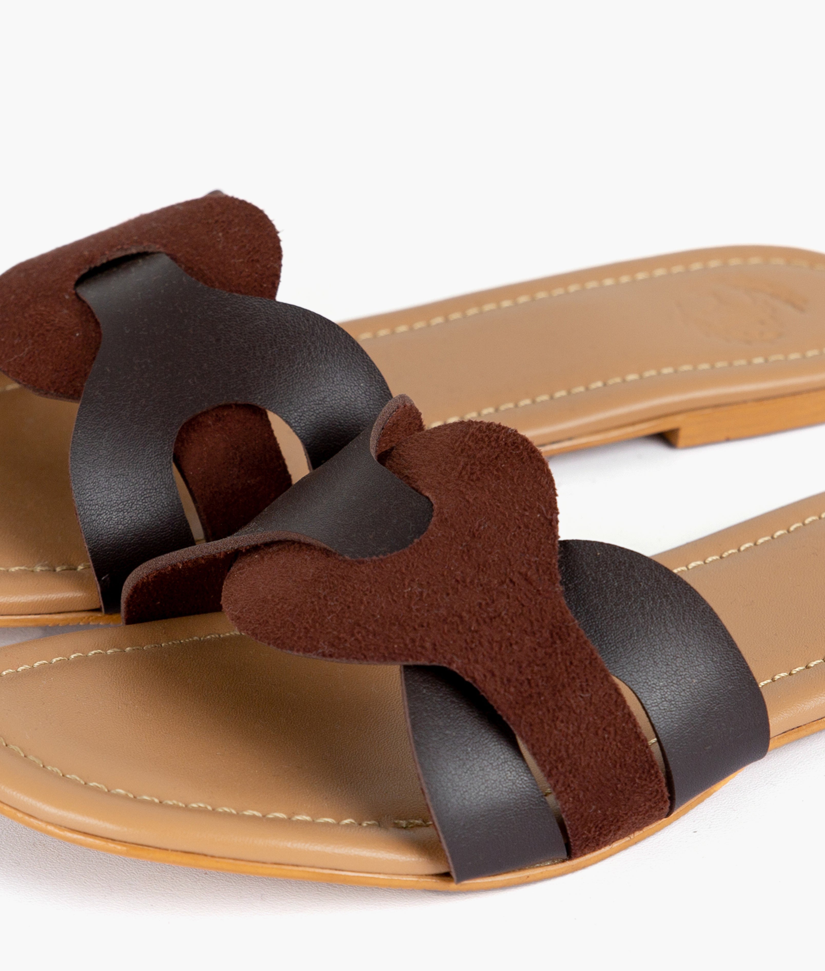 Dark brown suede flats