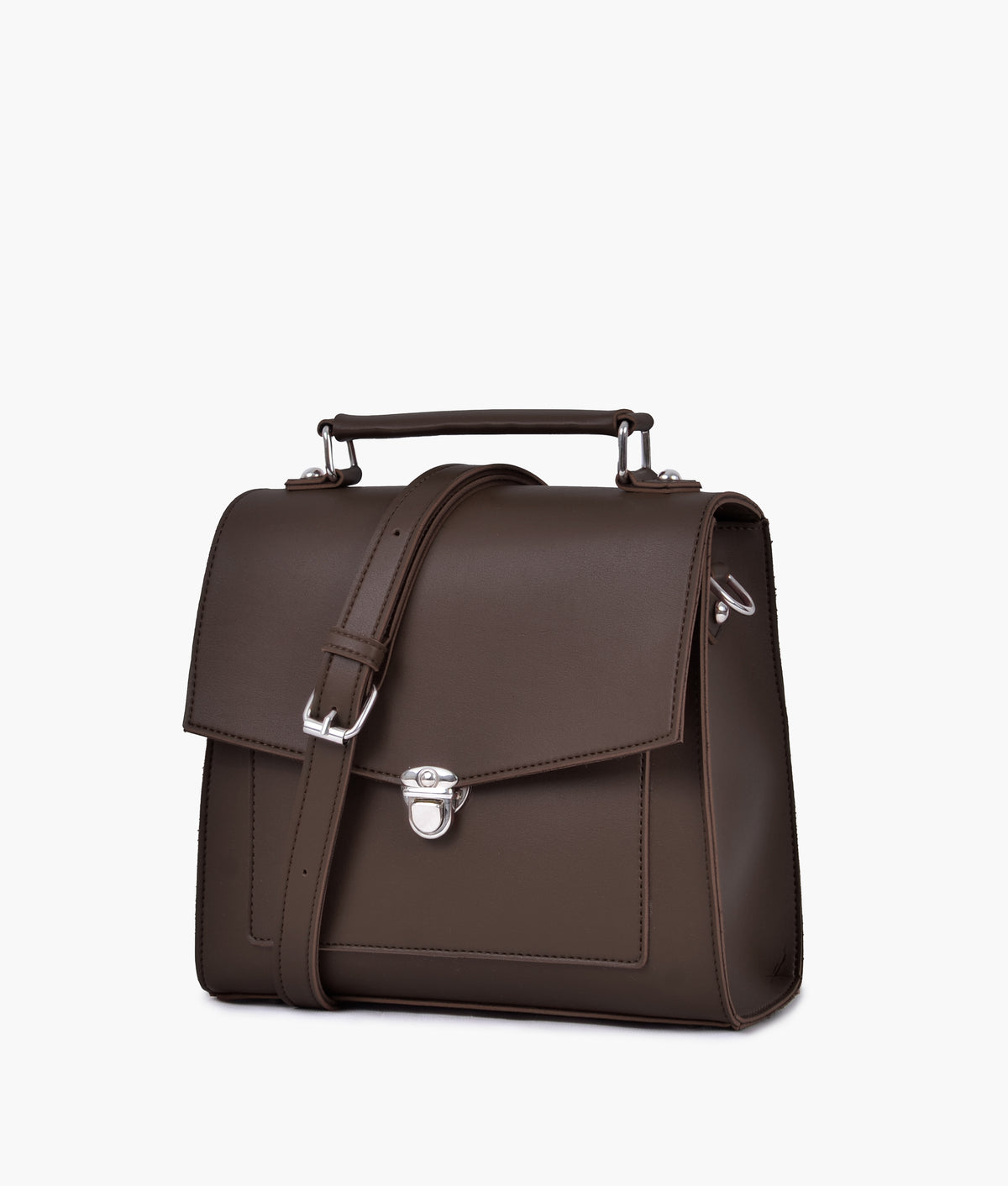 Dark brown push-lock messenger bag