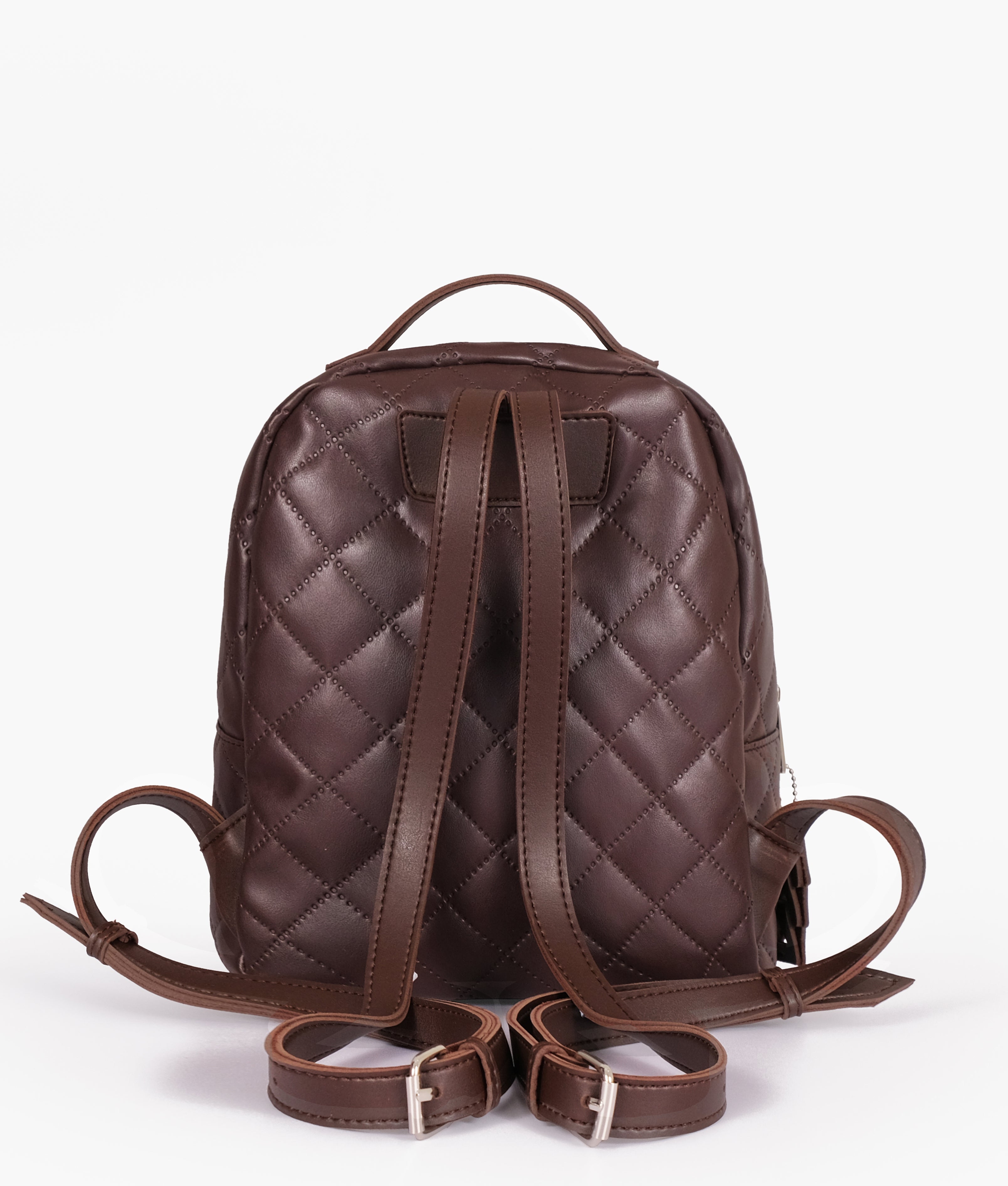 Dark brown quilted mini backpack