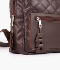 Dark brown quilted mini backpack