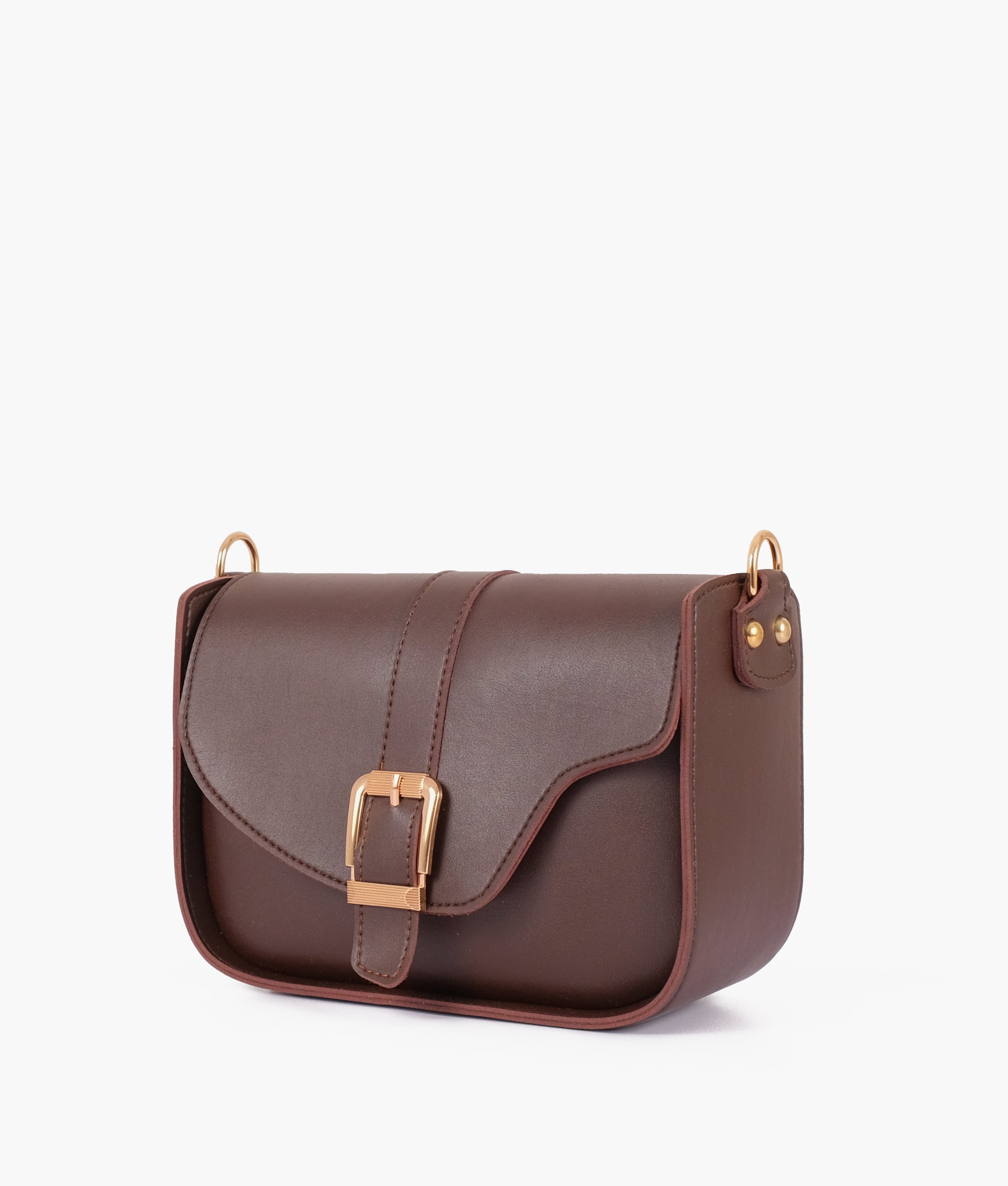 Dark brown saddle buckle bag