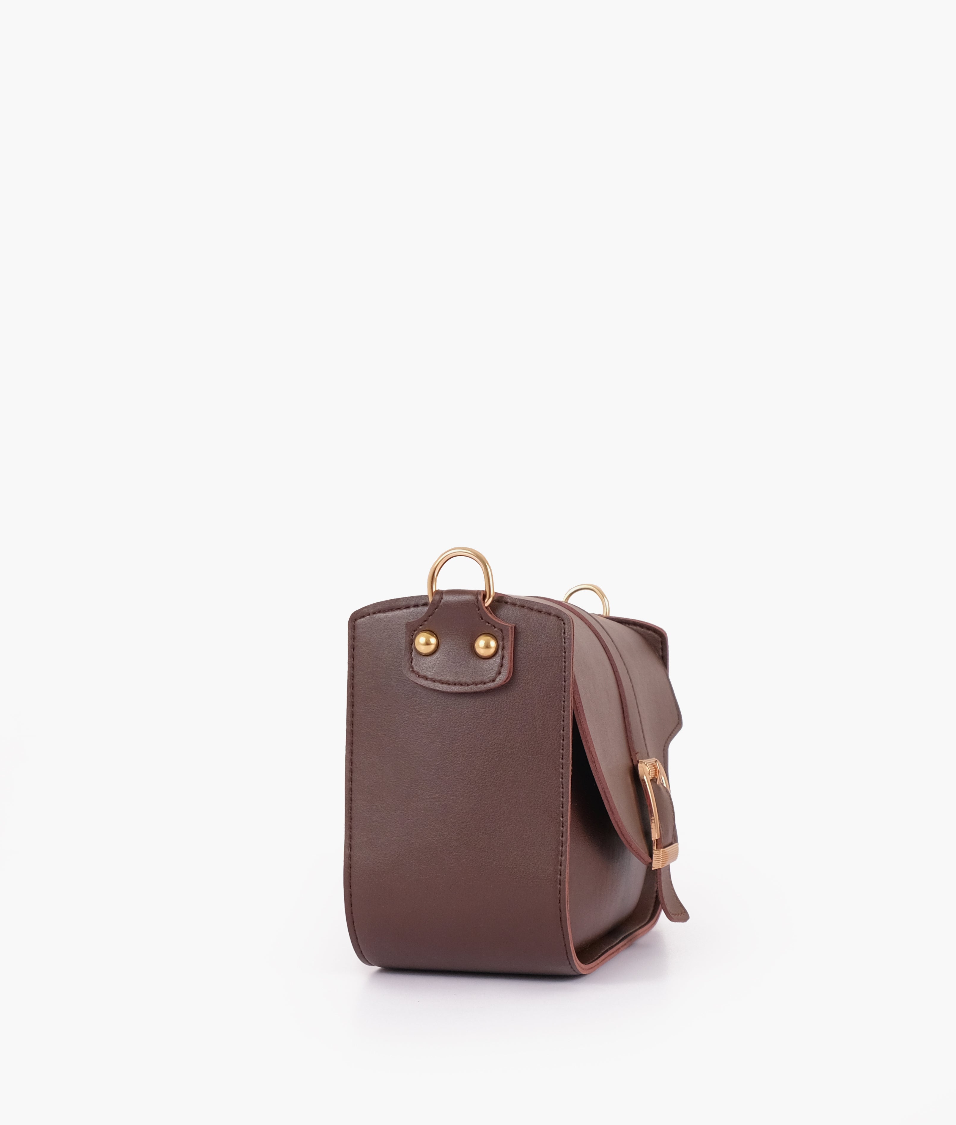 Dark brown saddle buckle bag