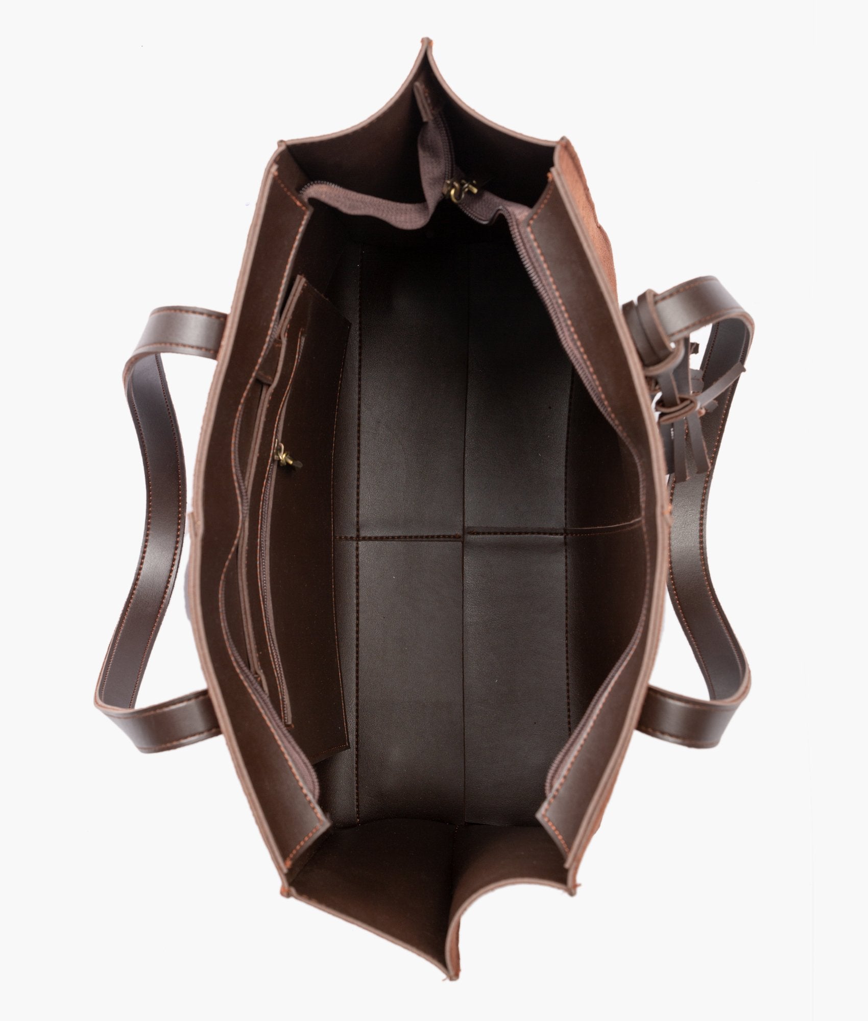Dark brown suede over the shoulder tote bag