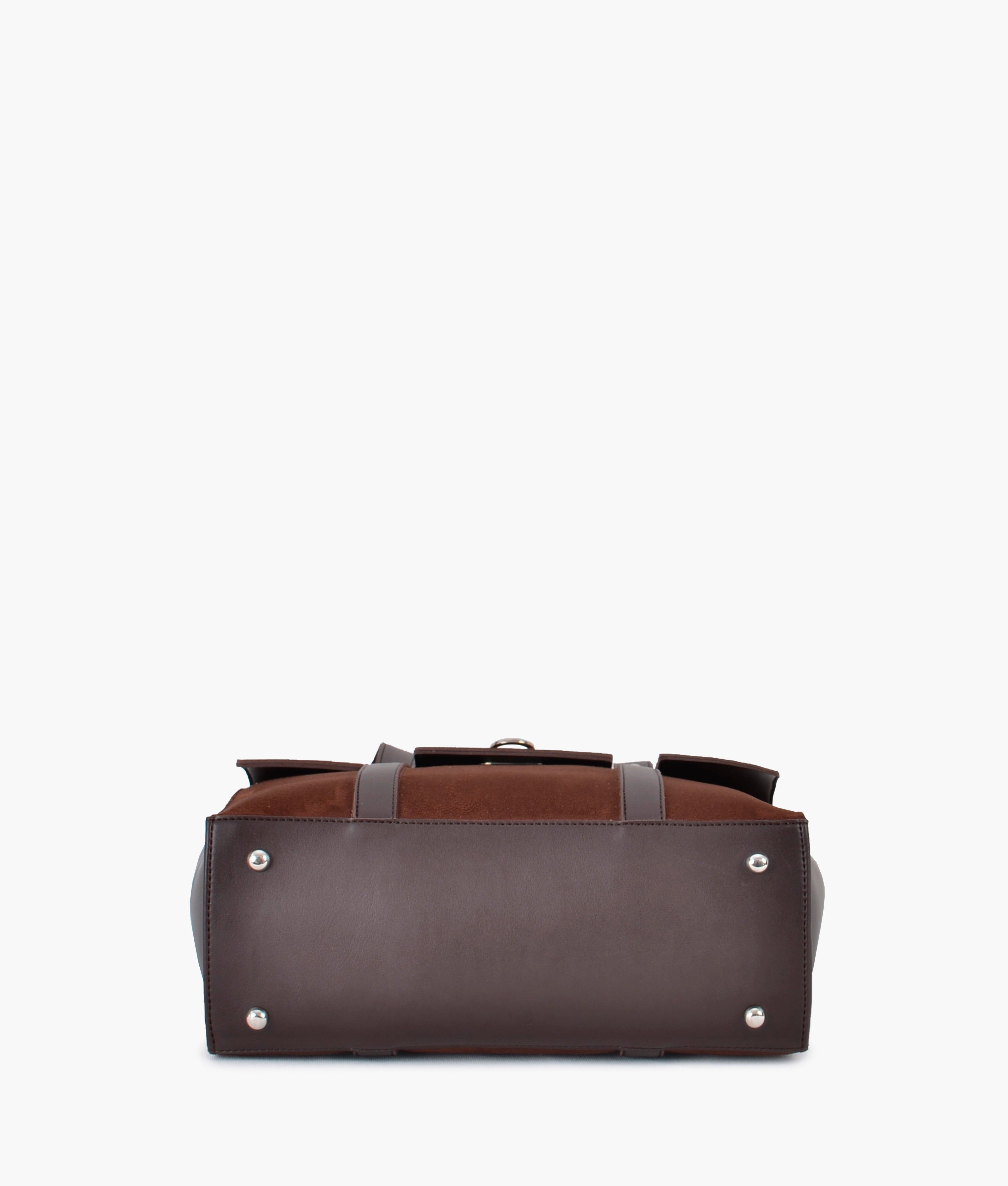 Dark brown suede carry-all satchel bag