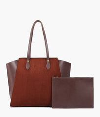 Dark brown suede classic tote bag