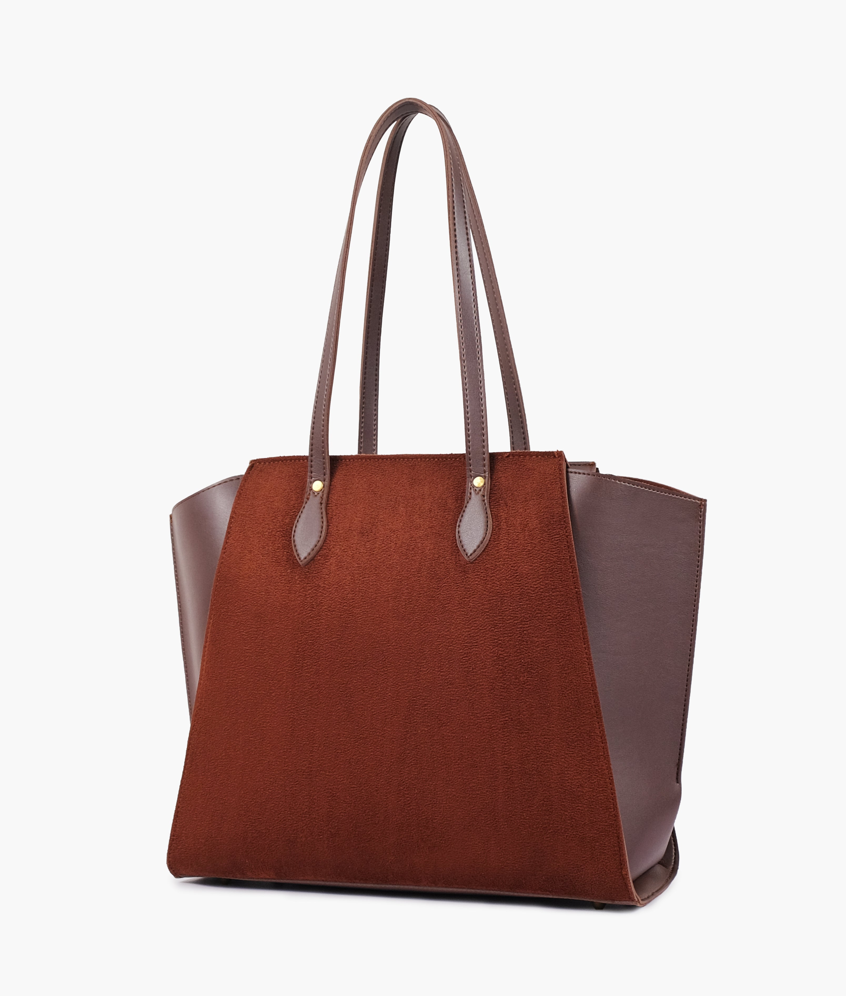 Dark brown suede classic tote bag