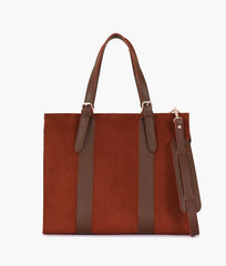 Dark brown suede laptop bag with sleeve