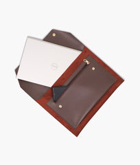 Dark brown suede laptop sleeve 17"