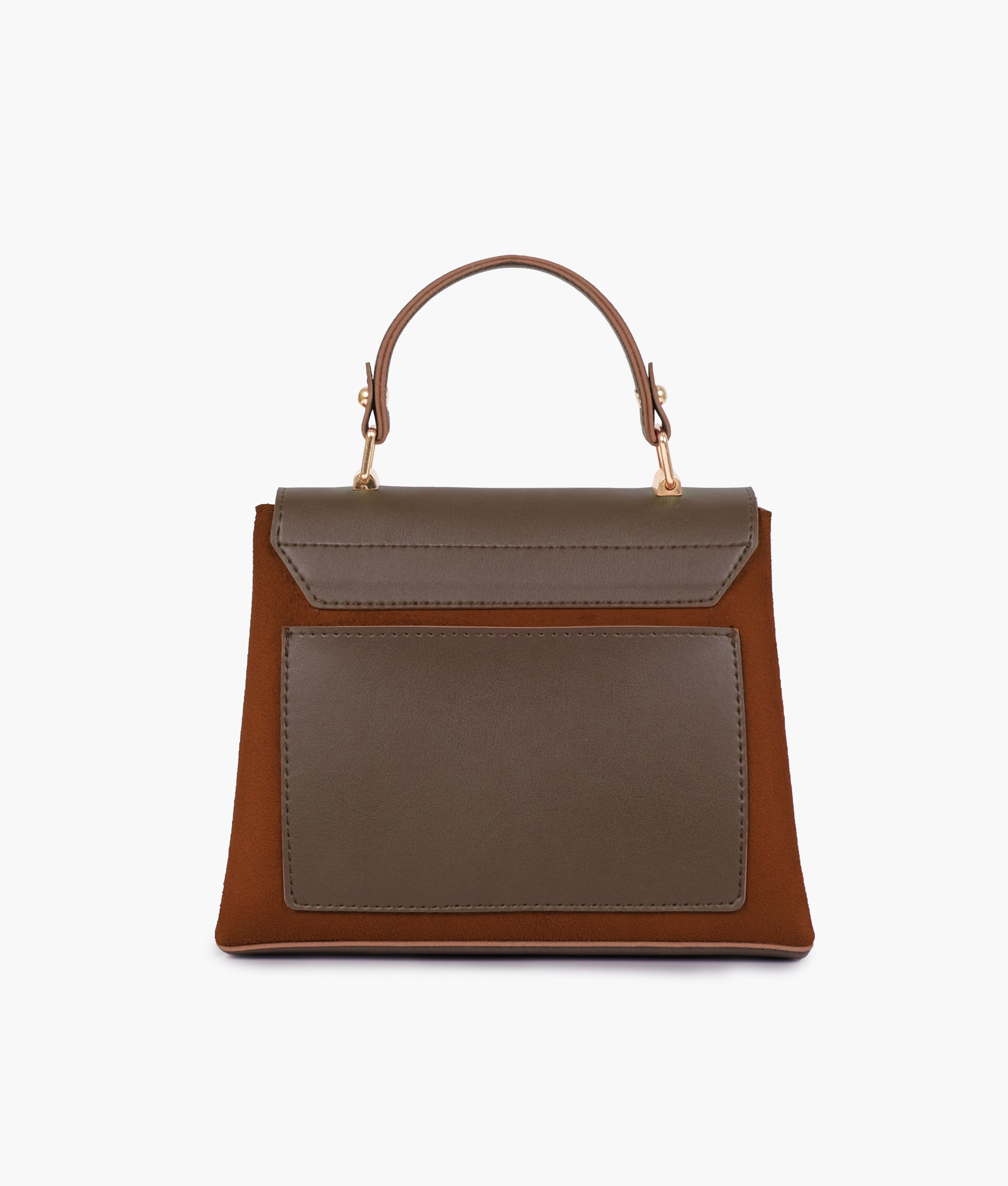 Dark brown suede mini top-handle bag