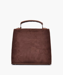 Dark brown suede push-lock messenger bag