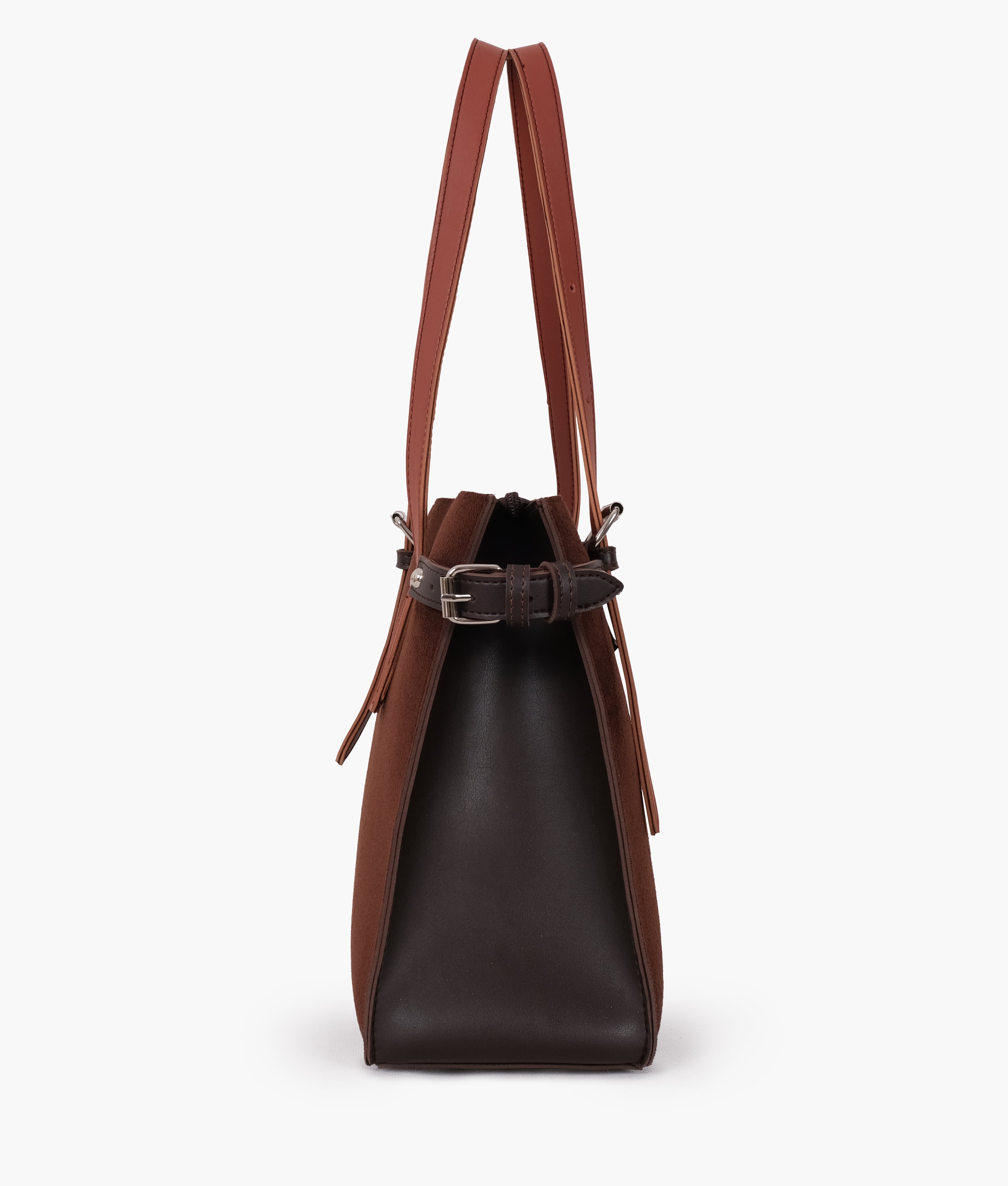 Dark brown suede satchel tote bag