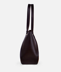 Dark brown suede shopping tote bag