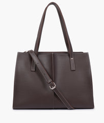 Dark brown work tote bag