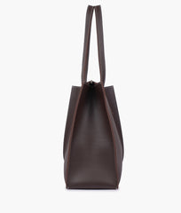 Dark brown work tote bag