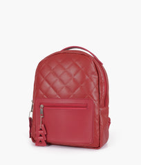 Maroon quilted mini backpack