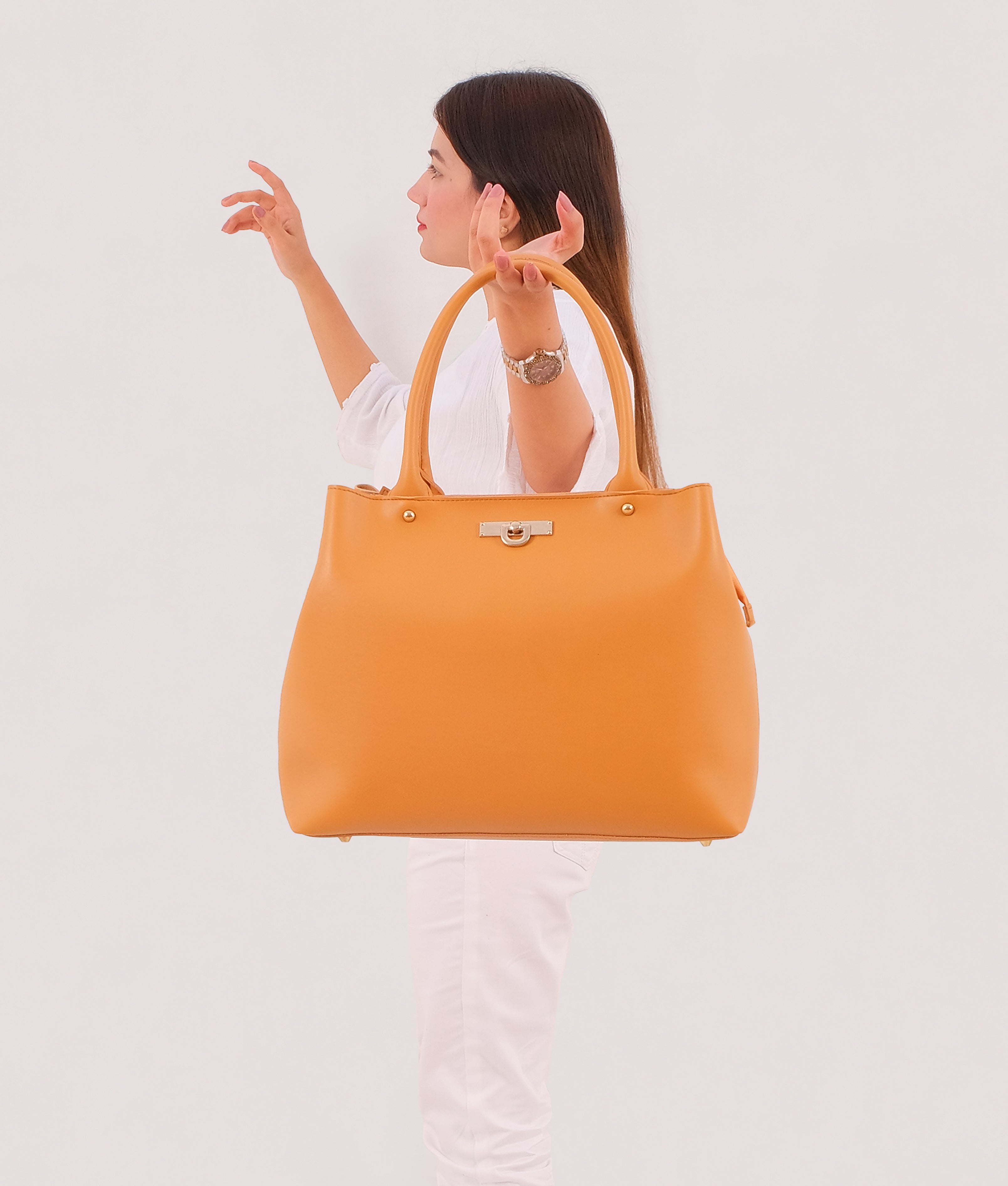 Mustard zipper tote bag