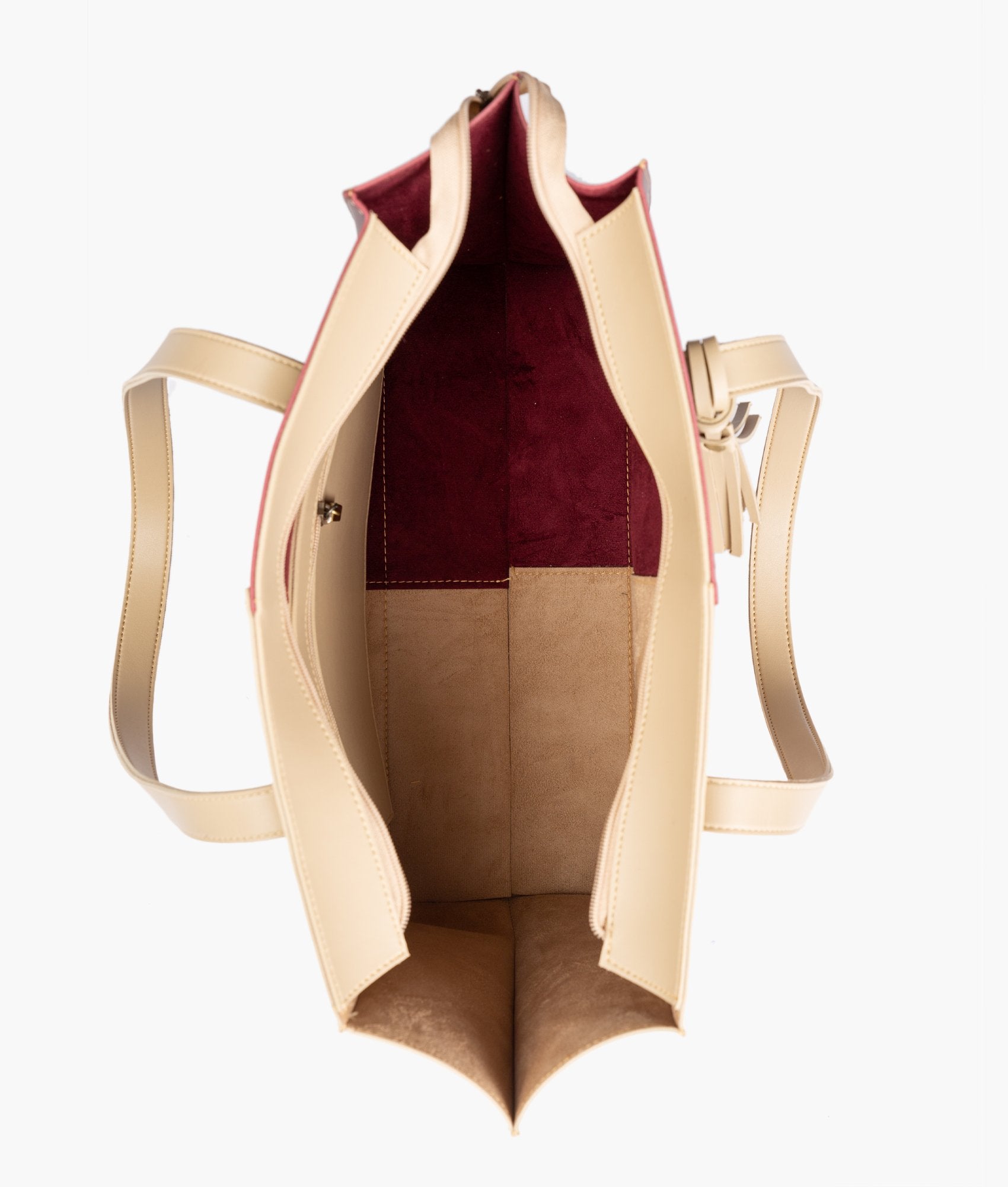 Off-white and burgundy over the shoulder tote bag