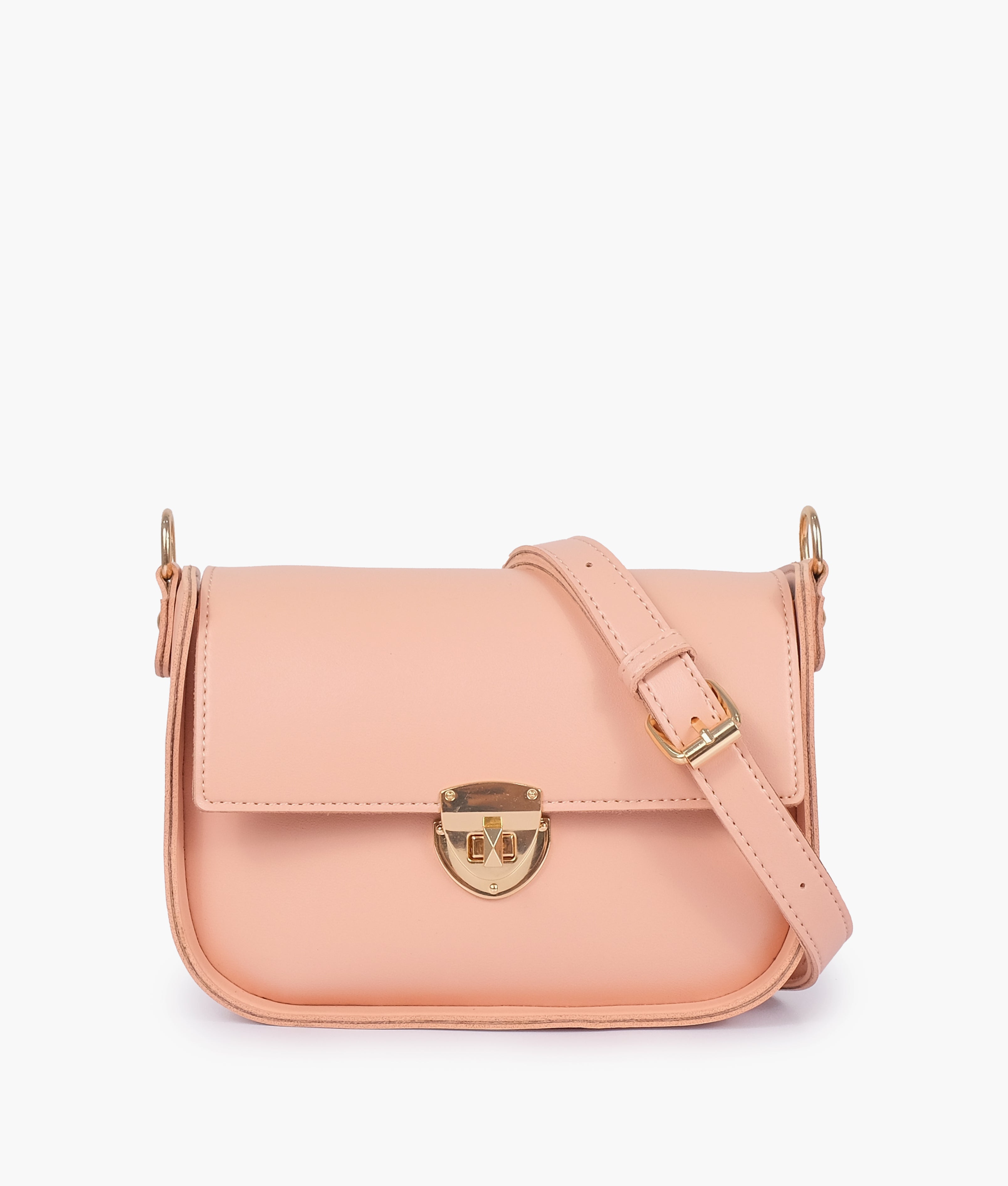 Peach saddle bag with twist lock