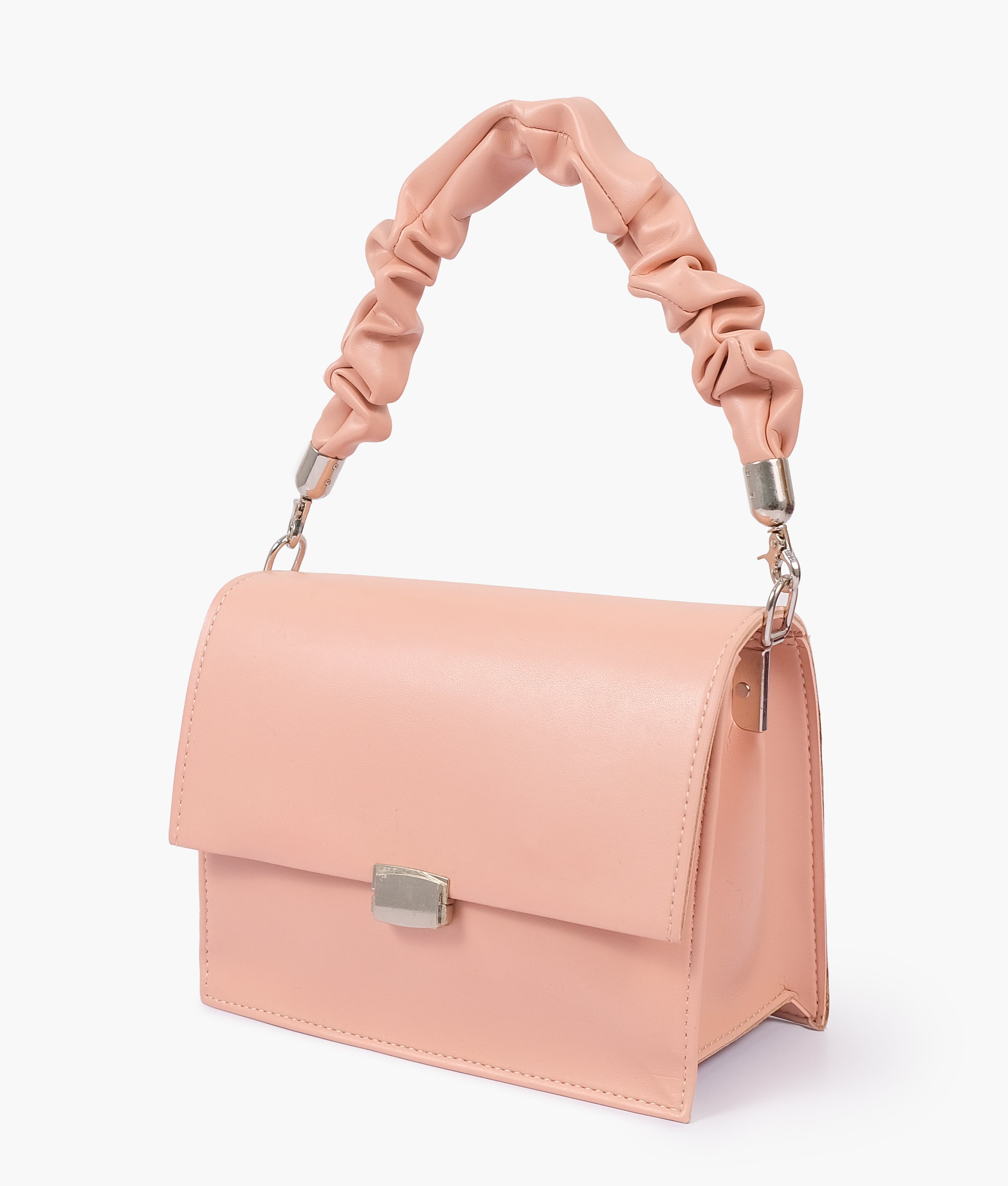 Peach top-handle mini cross-body bag