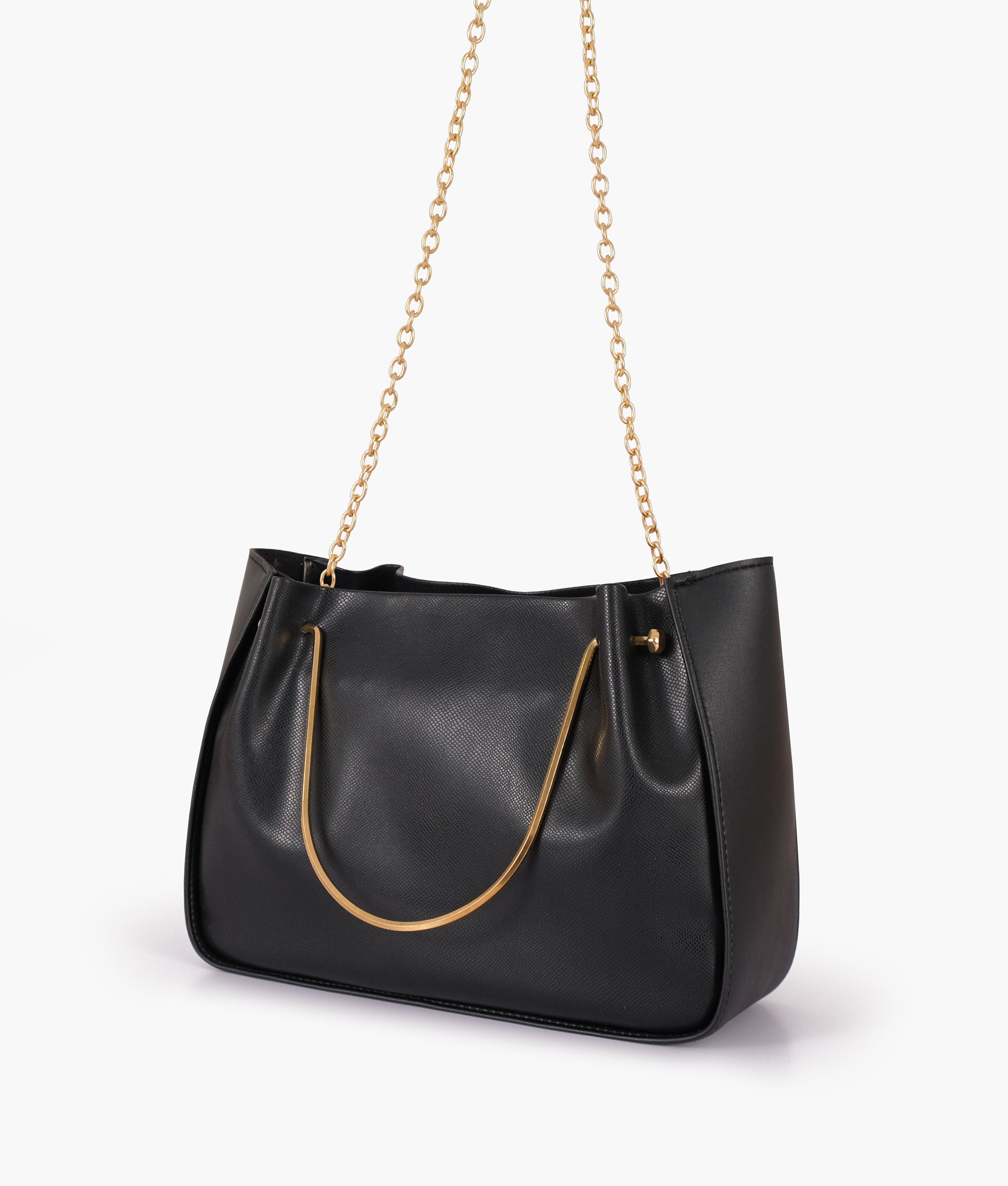Pearl black metallic handle shoulder bag – RTW Creation