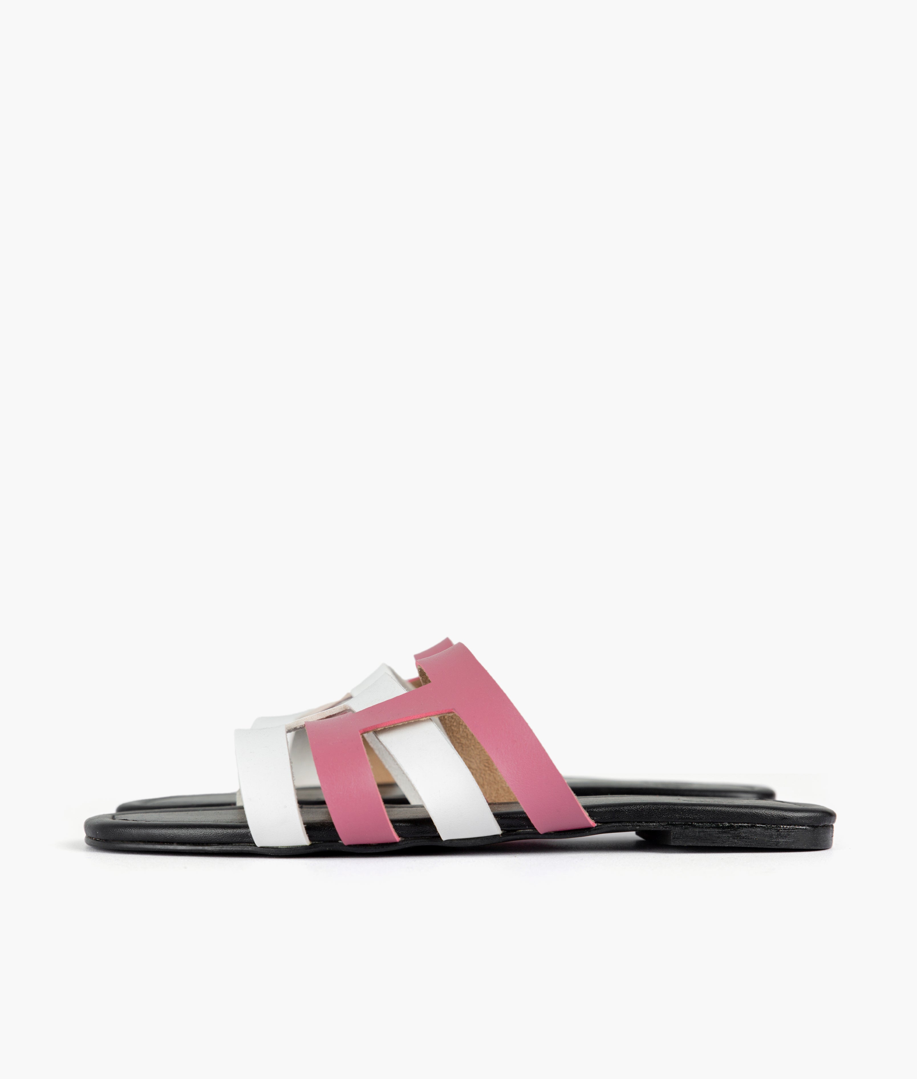 Pink and white color-blocking flats
