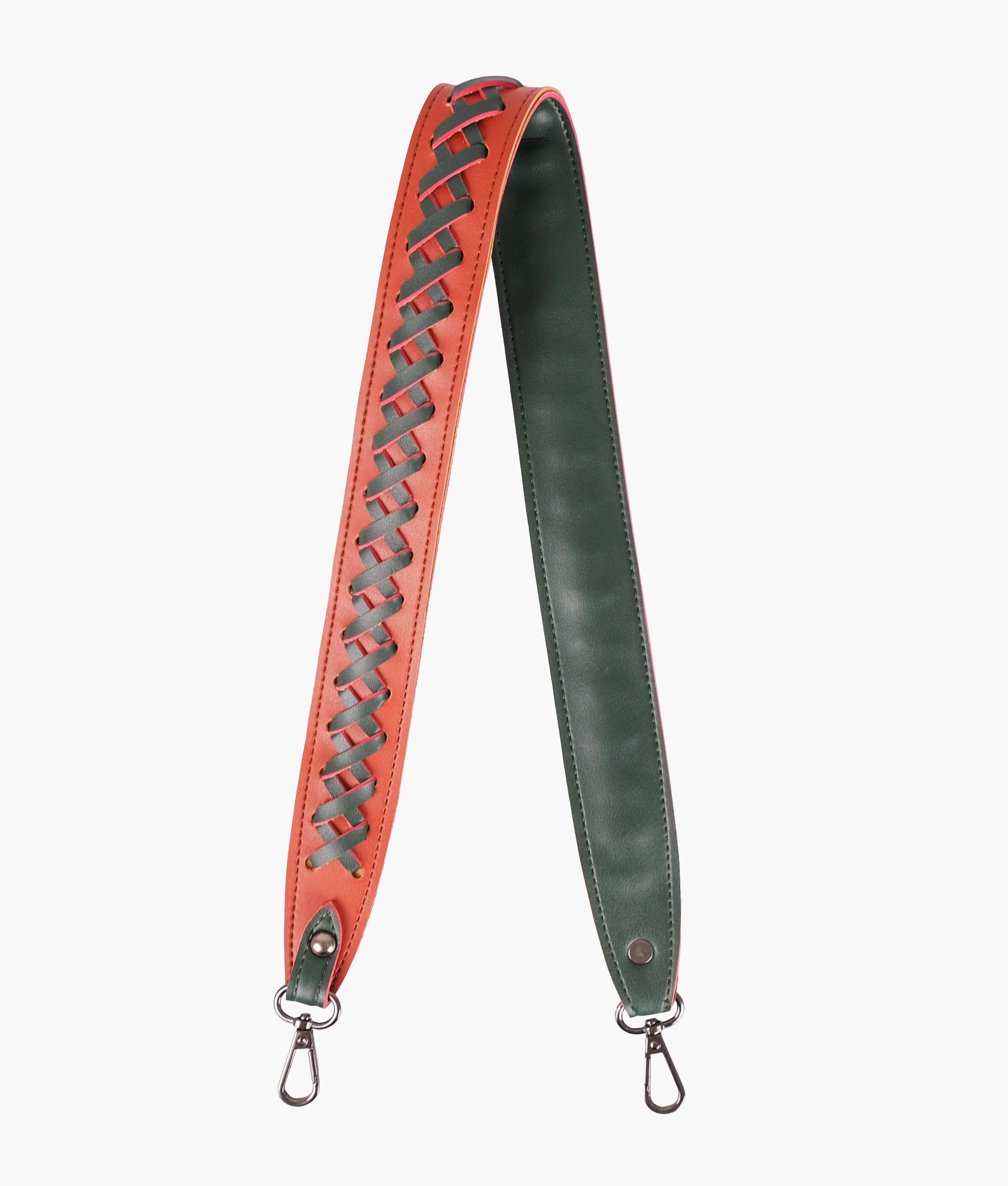 Rust and army green zig-zag weave strap add-on