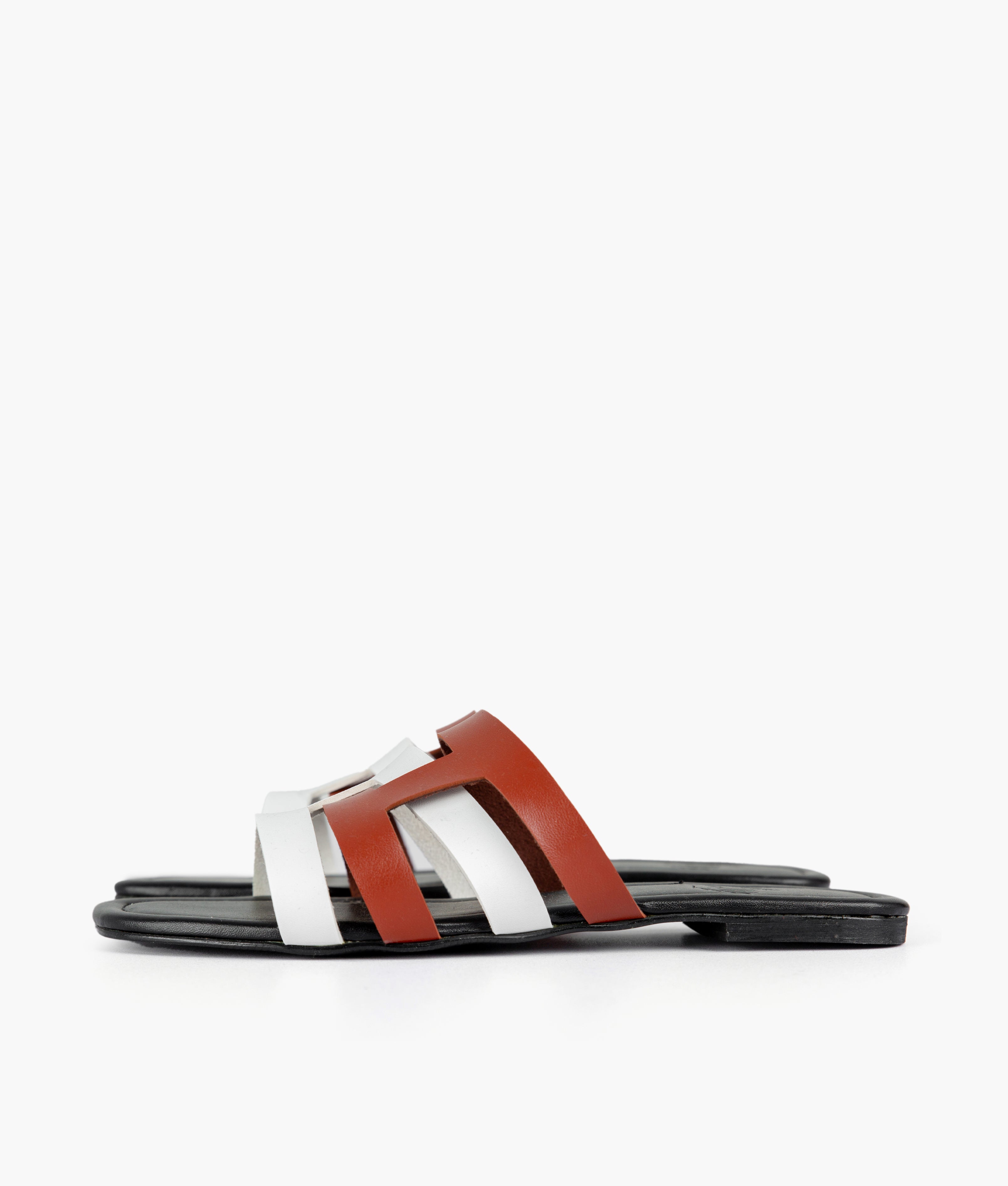Rust and white color-blocking flats