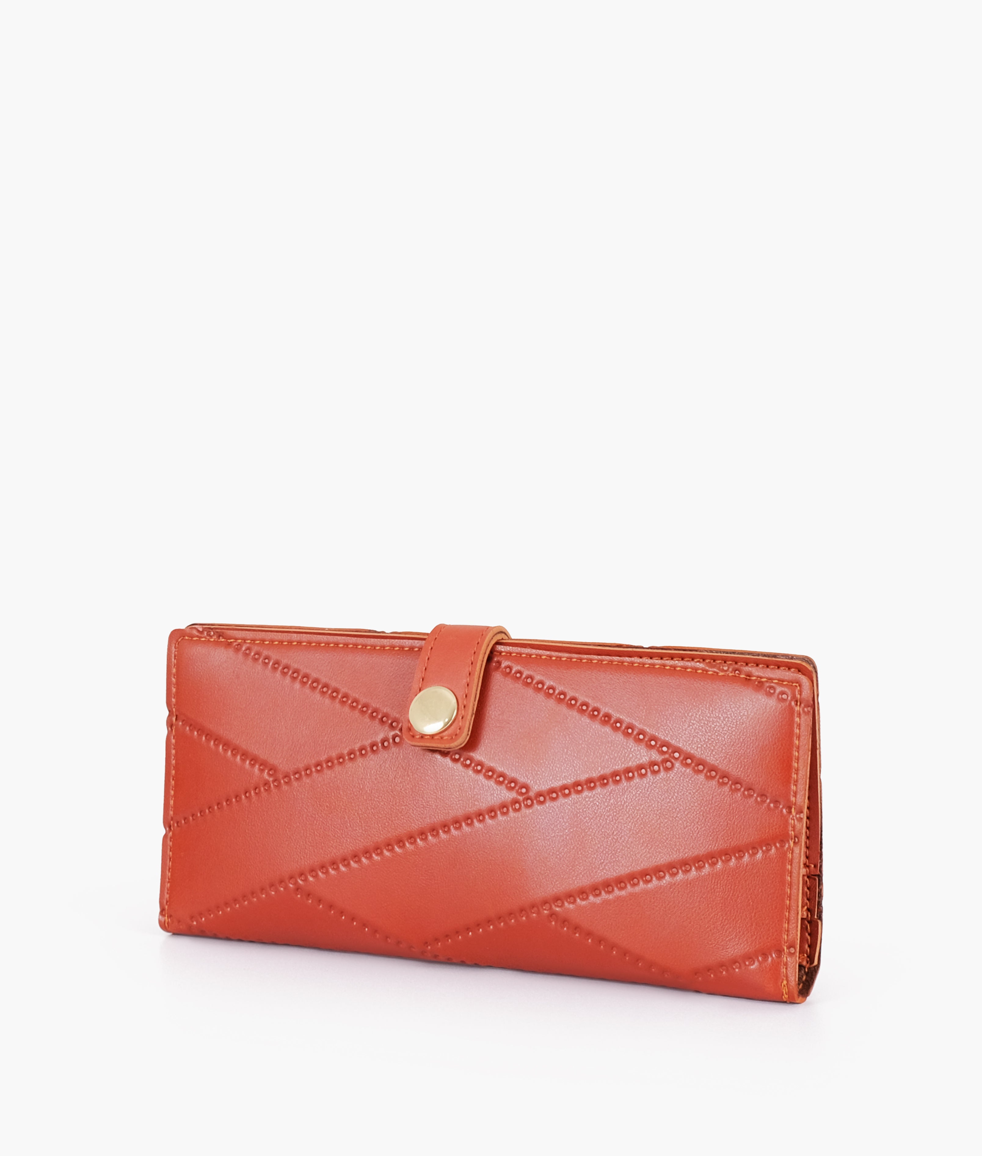 Rust quilted two-fold wallet