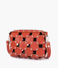 Rust rivet cross-body bag
